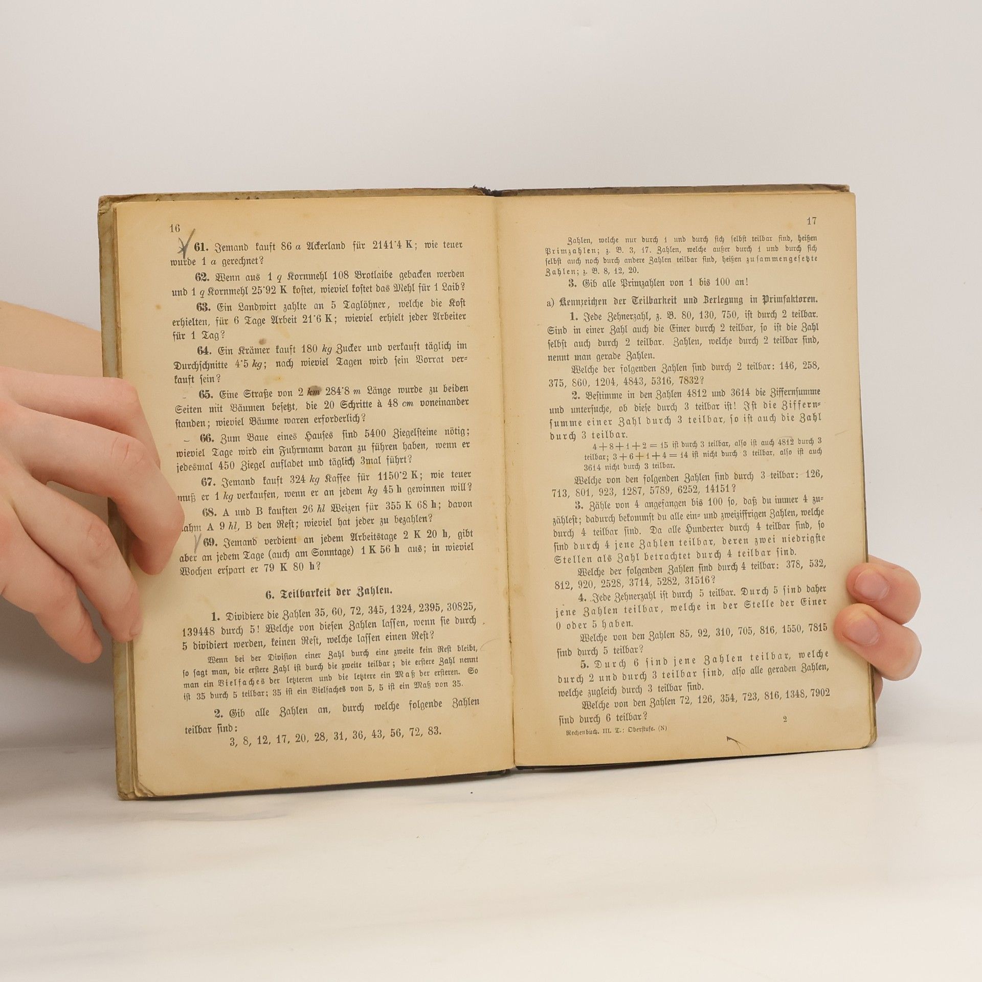 Franz Ritter von Močnik Rechenbuch für österreichische allgemeine Volksschulen 3