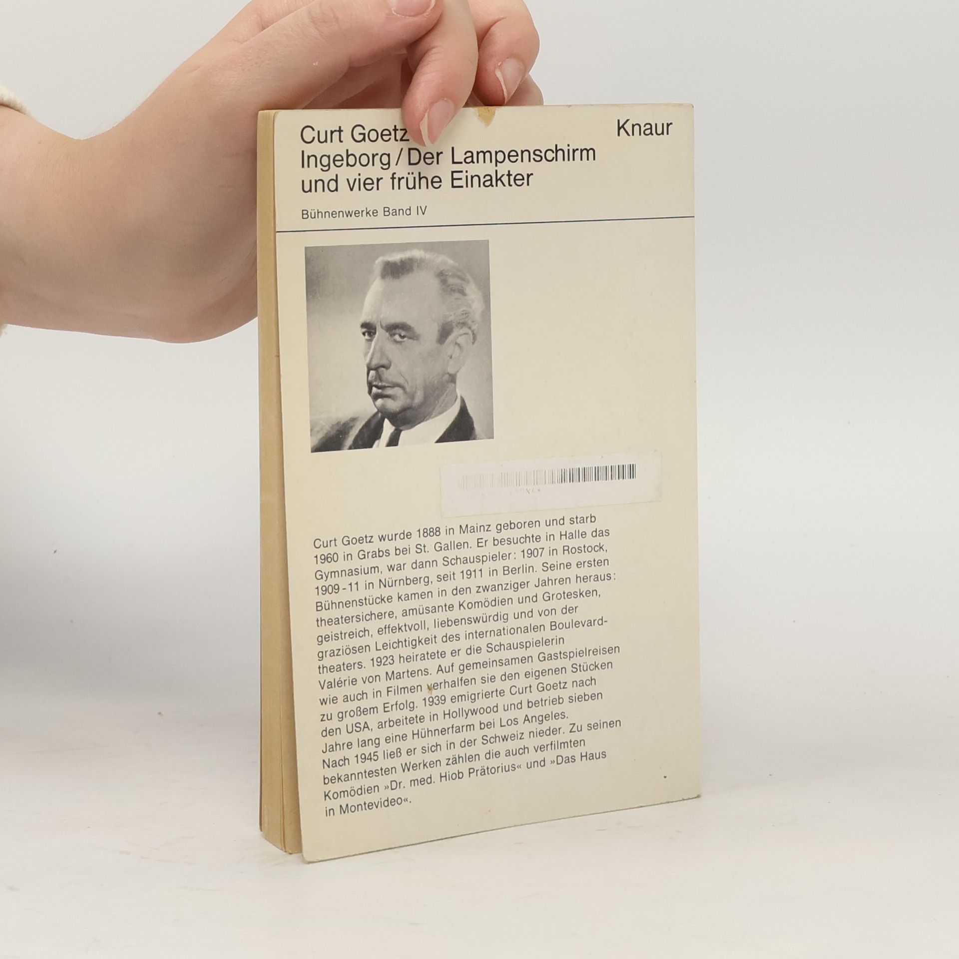 Curt Goetz Ingeborg. Der Lampenschirm und vier frühe Einakter