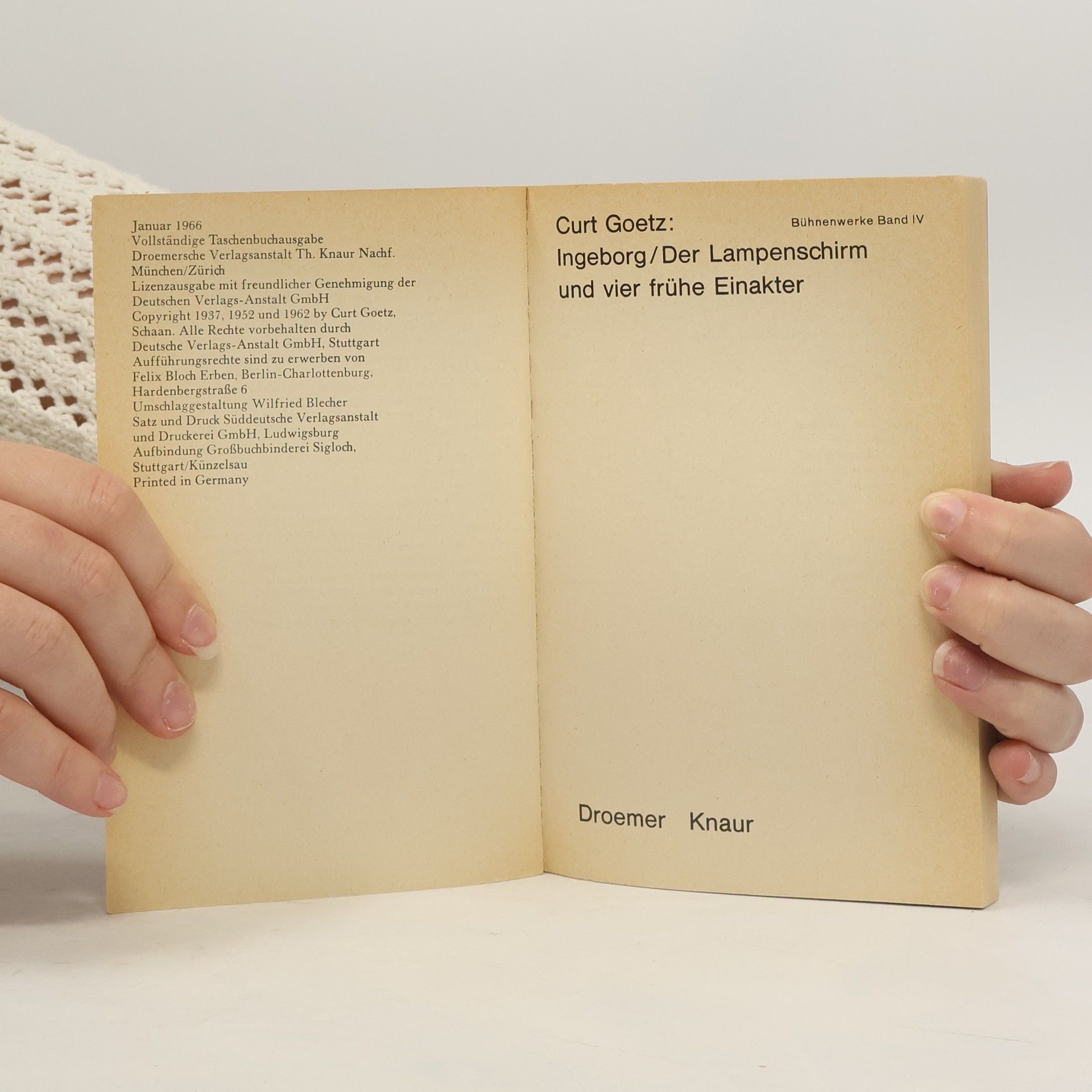 Curt Goetz Ingeborg. Der Lampenschirm und vier frühe Einakter