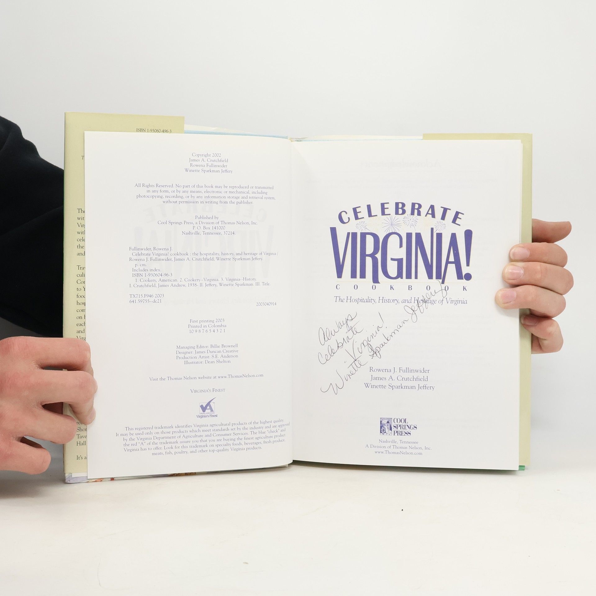 Rowena J. Fullinwider Celebrate Virginia! The Hospitality, History and Heritage of Virginia
