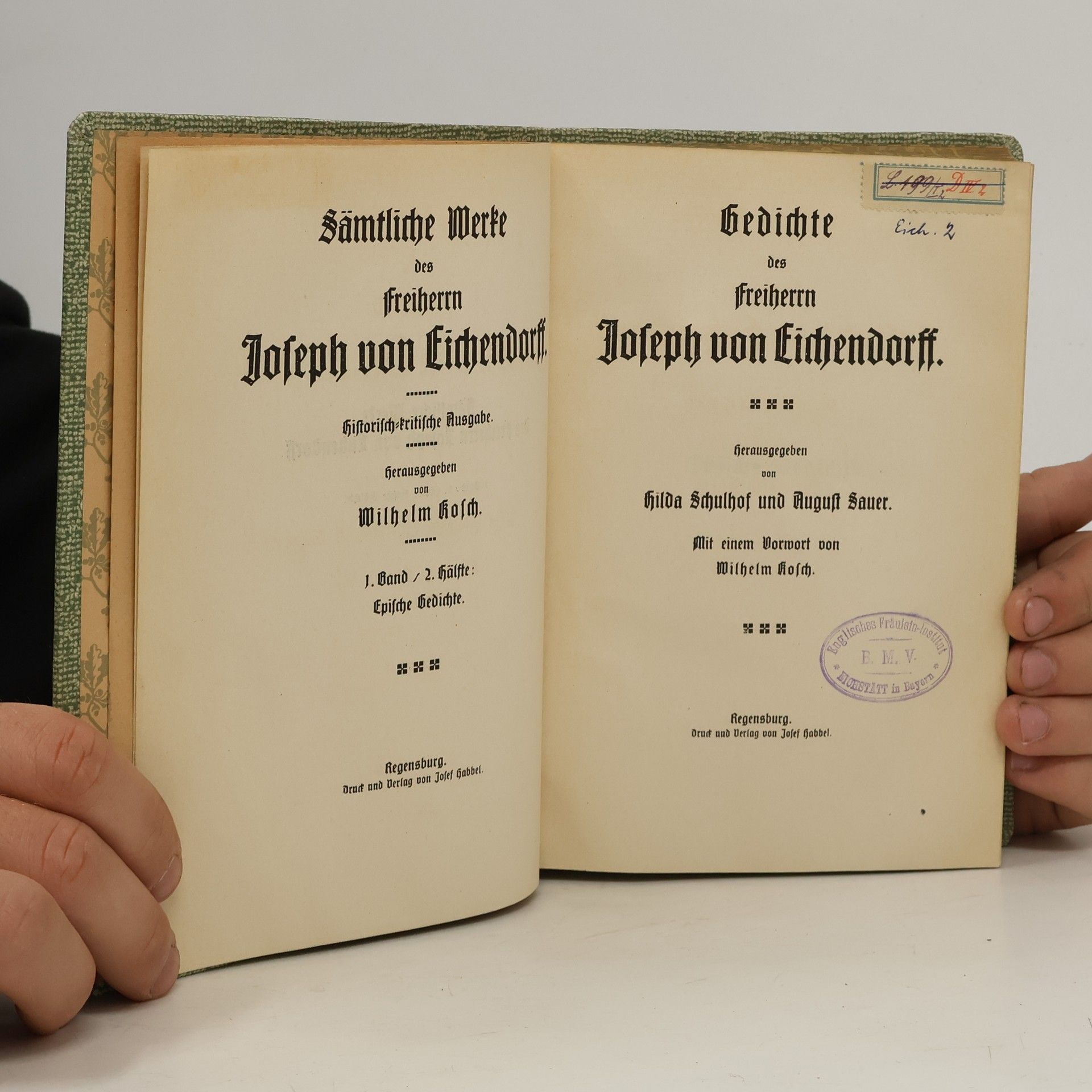 Joseph von Eichendorff Sämtliche Werke des Freiherrn Joseph von Eichendorff. 1. Band