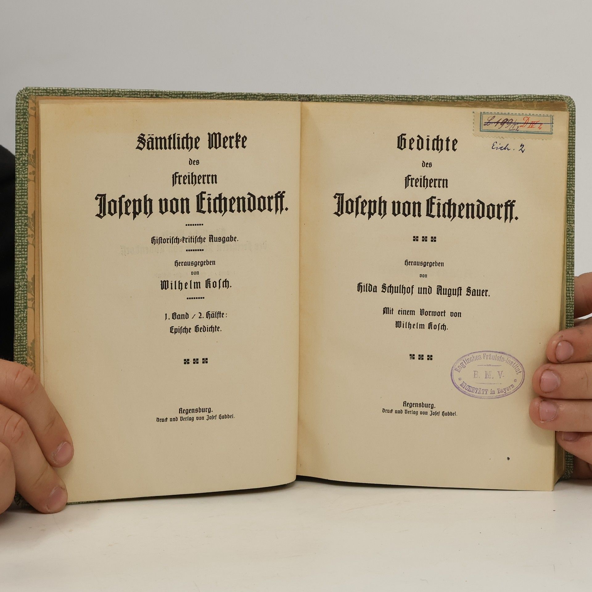 Joseph von Eichendorff Sämtliche Werke des Freiherrn Joseph von Eichendorff. 1. Band