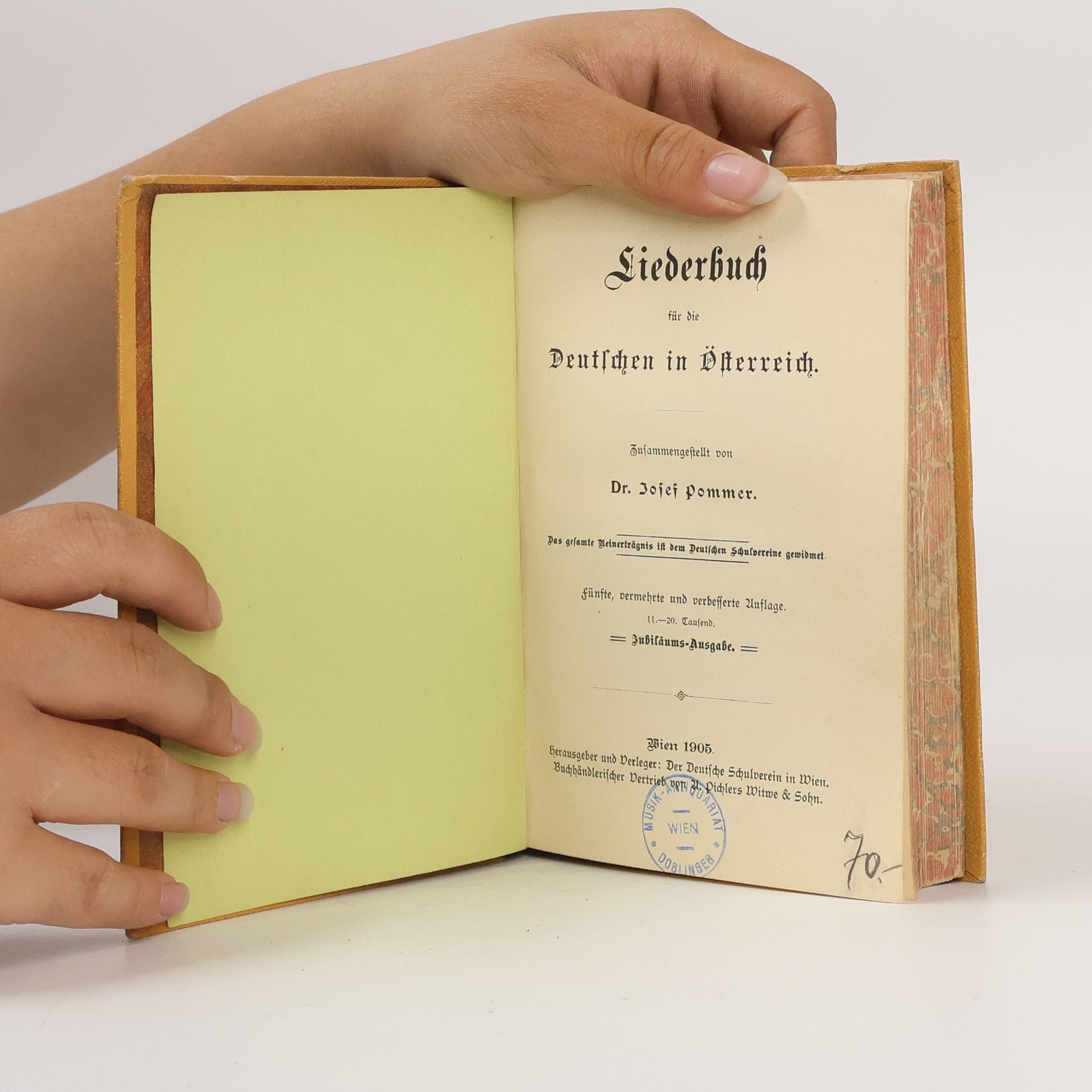 Josef Pommer Liederbuch für die Deutschen in Österreich