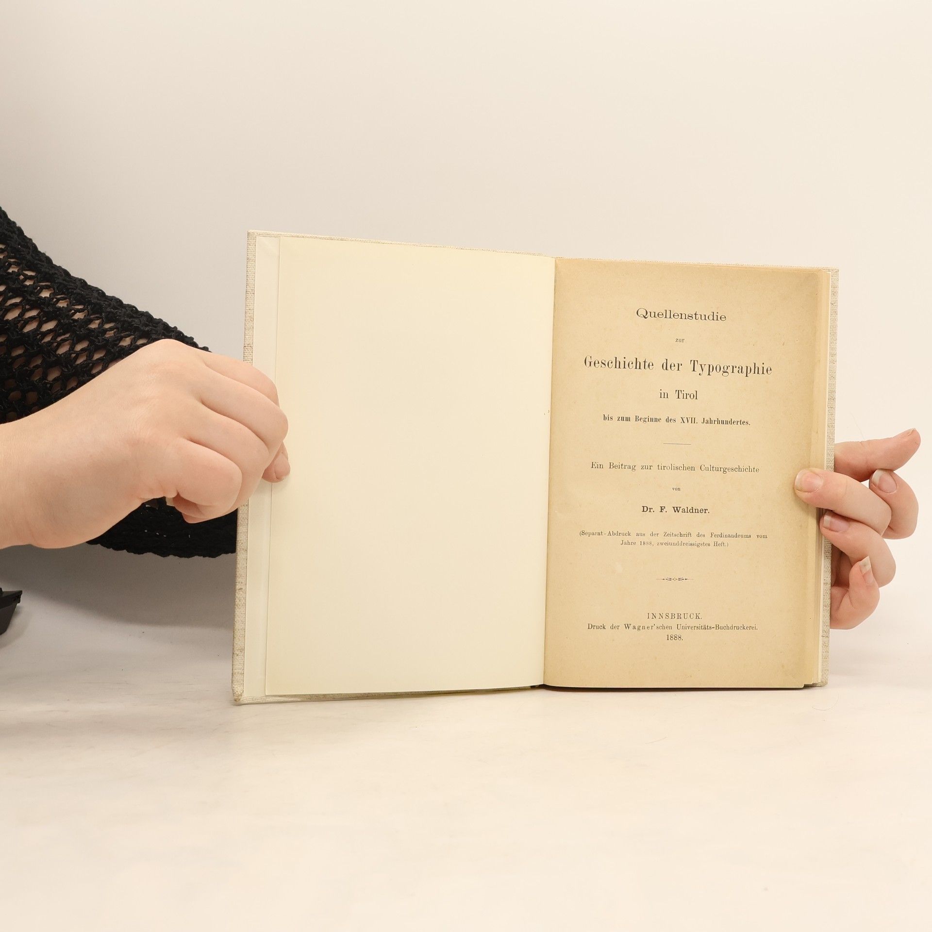 F. Waldner Quellenstudie zur Geschichte der Typographie in Tirol