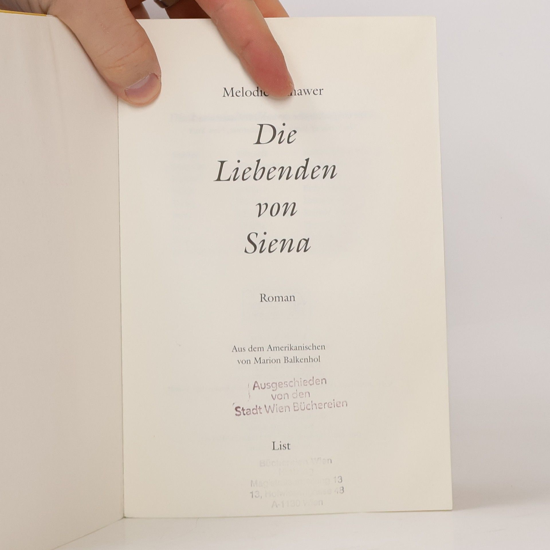 Melodie Rose Winawer Die Liebenden von Siena
