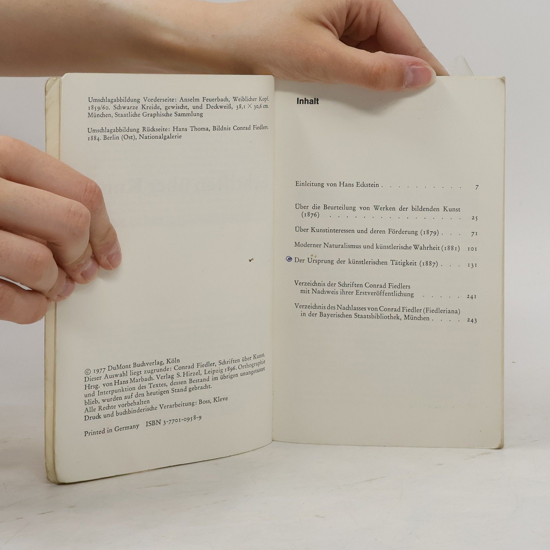 Conrad Fiedler Schriften über Kunst