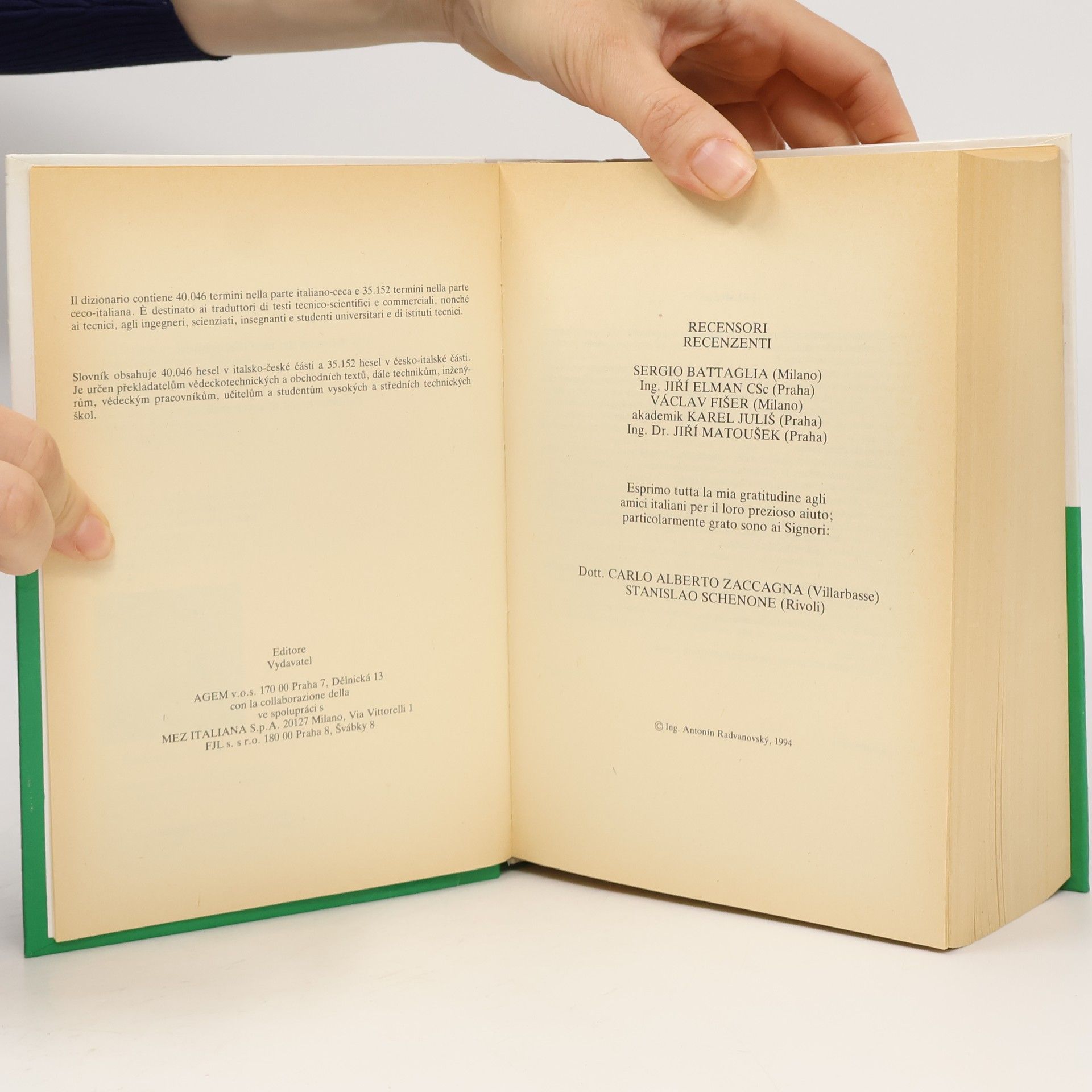 Antonín Radvanovský Italsko-český a česko-italský technický slovník = Dizionario tecnico italiano-ceco e ceco-italiano