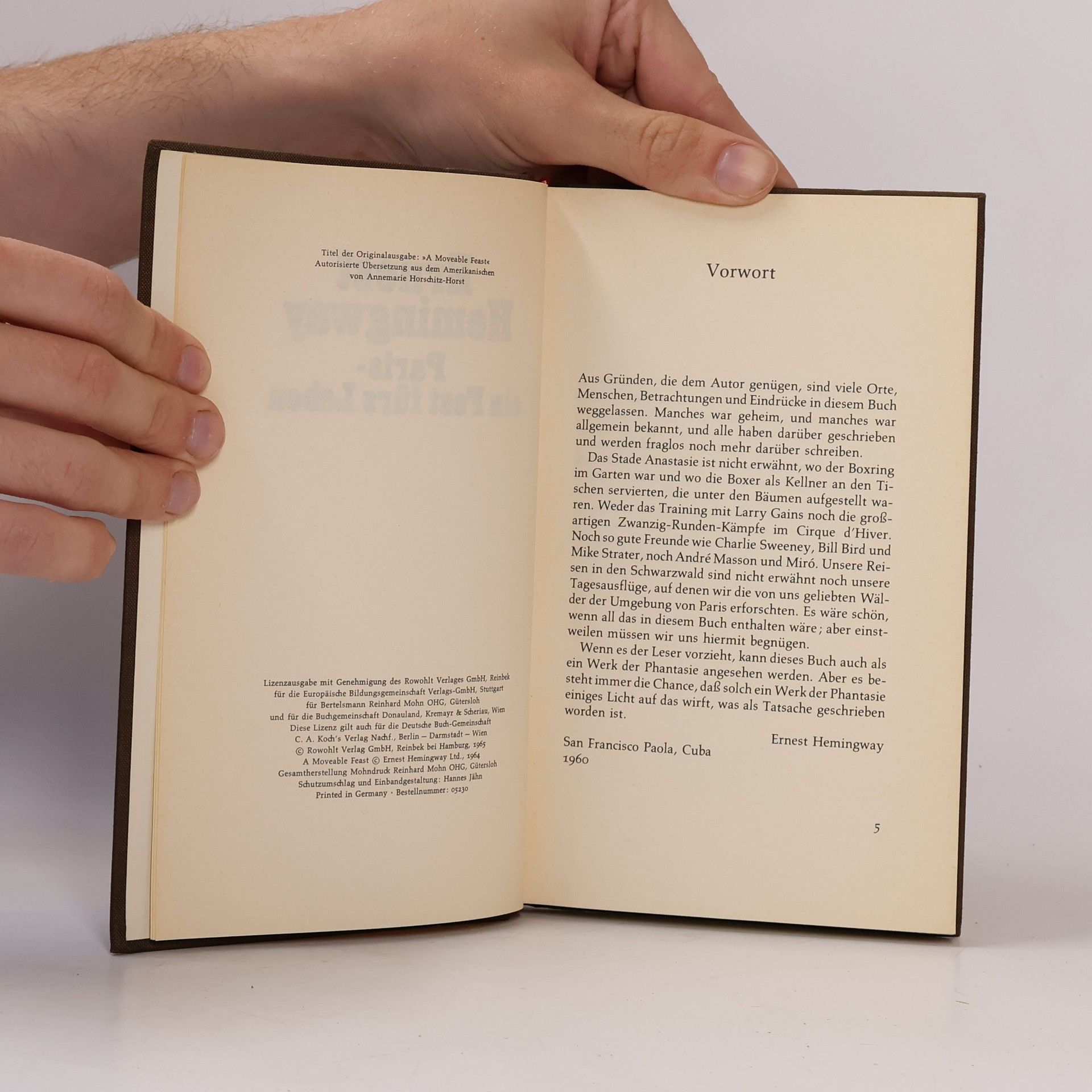 Ernest Hemingway Paris-ein Fest fürs Leben