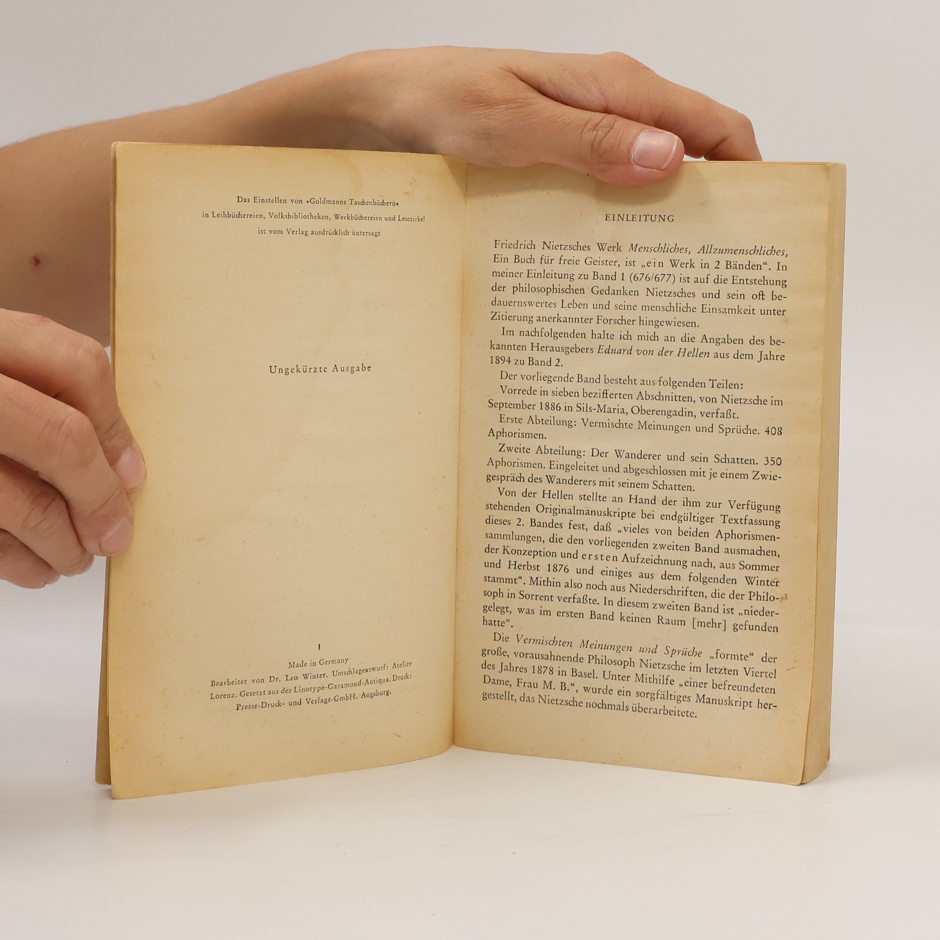 Friedrich Wilhelm Nietzsche Menschliches, Allzumenschliches