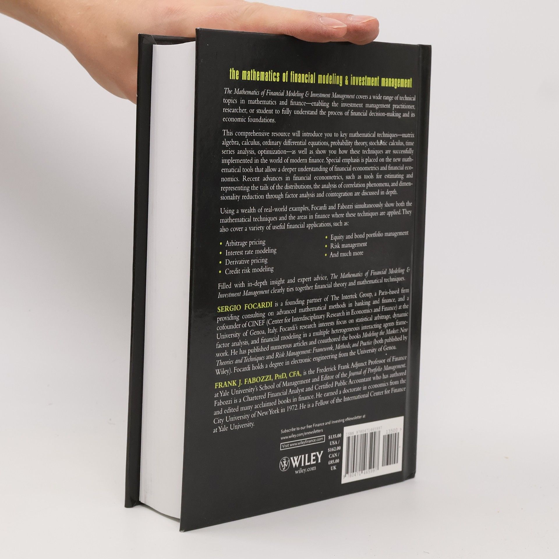 Sergio M. Focardi The Frank J. Fabozzi Series: The Mathematics of Financial Modeling and Investment Management