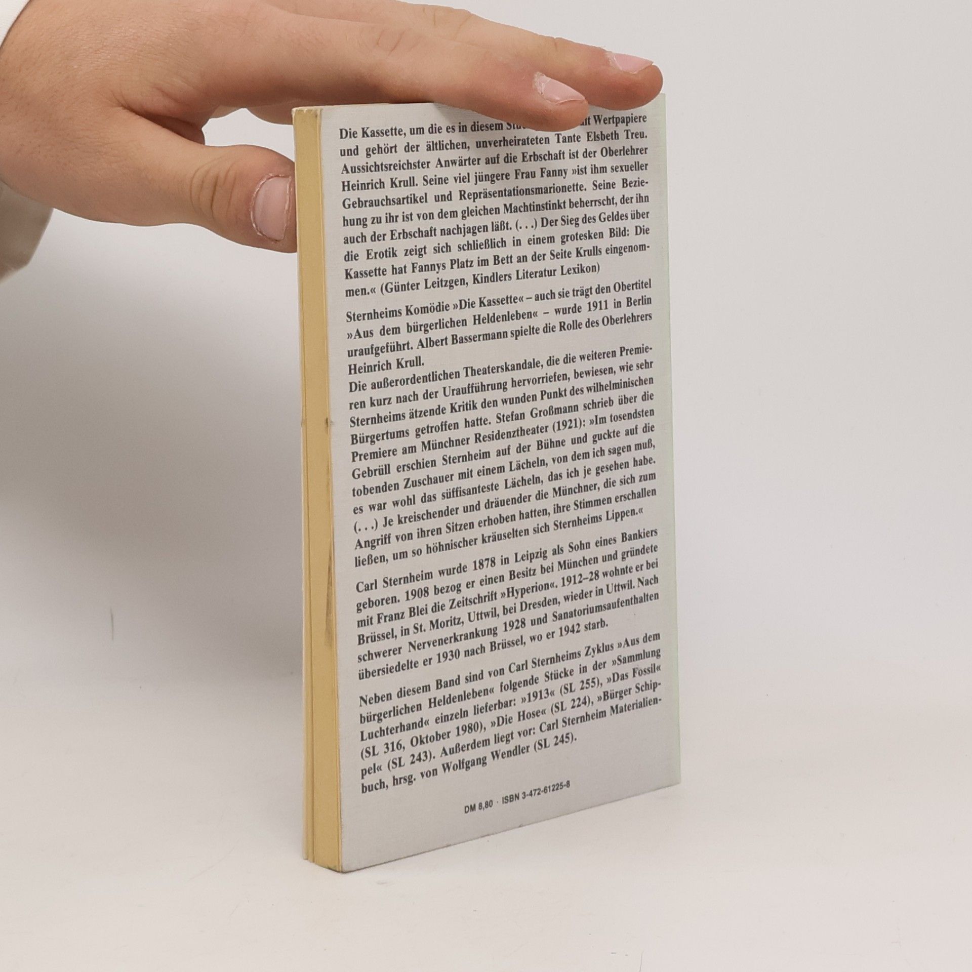 Carl Sternheim Die Kassette