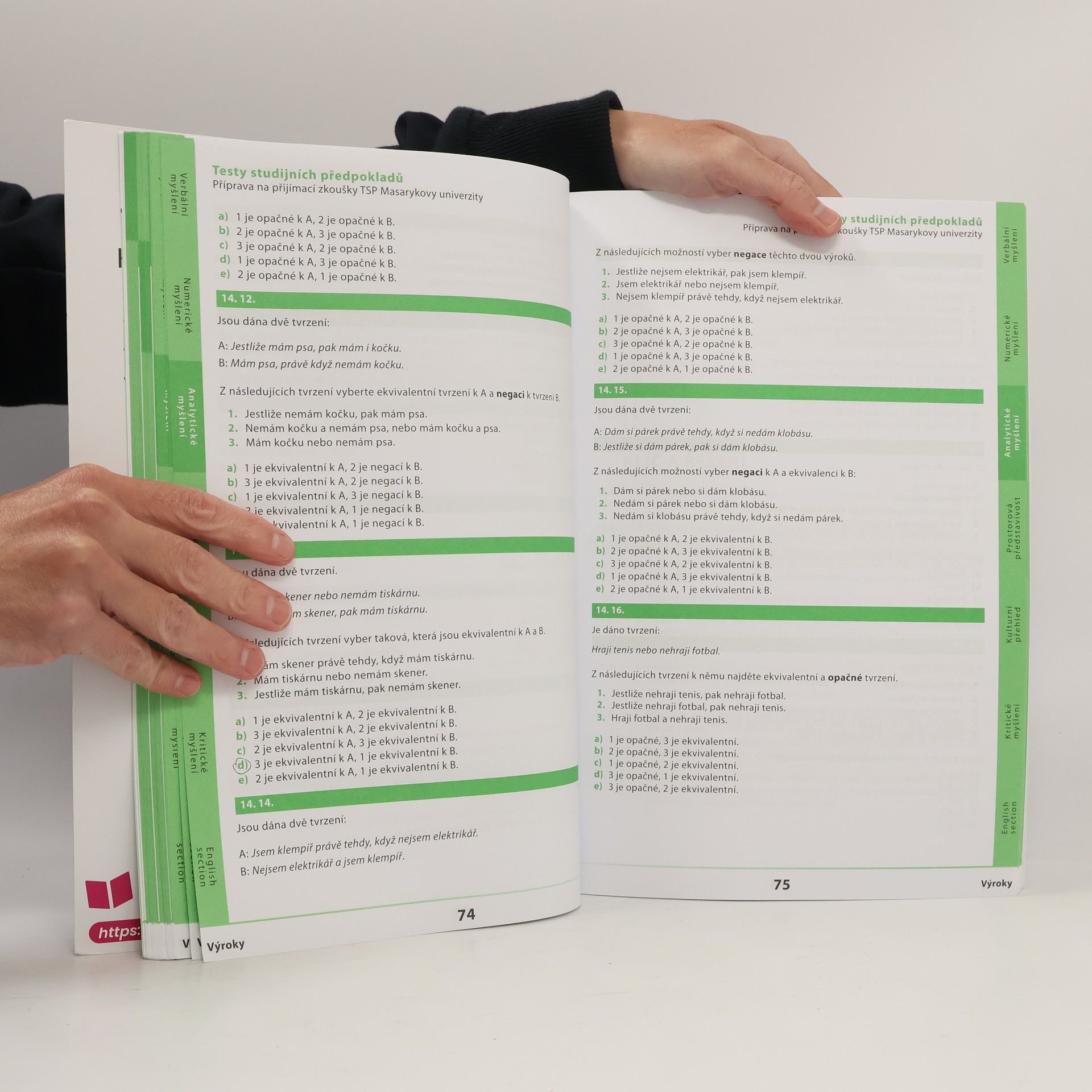 Autorenkollektiv Testy studijních předpokladů : příprava na přijímací zkoušky TSP Masarykovy univerzity
