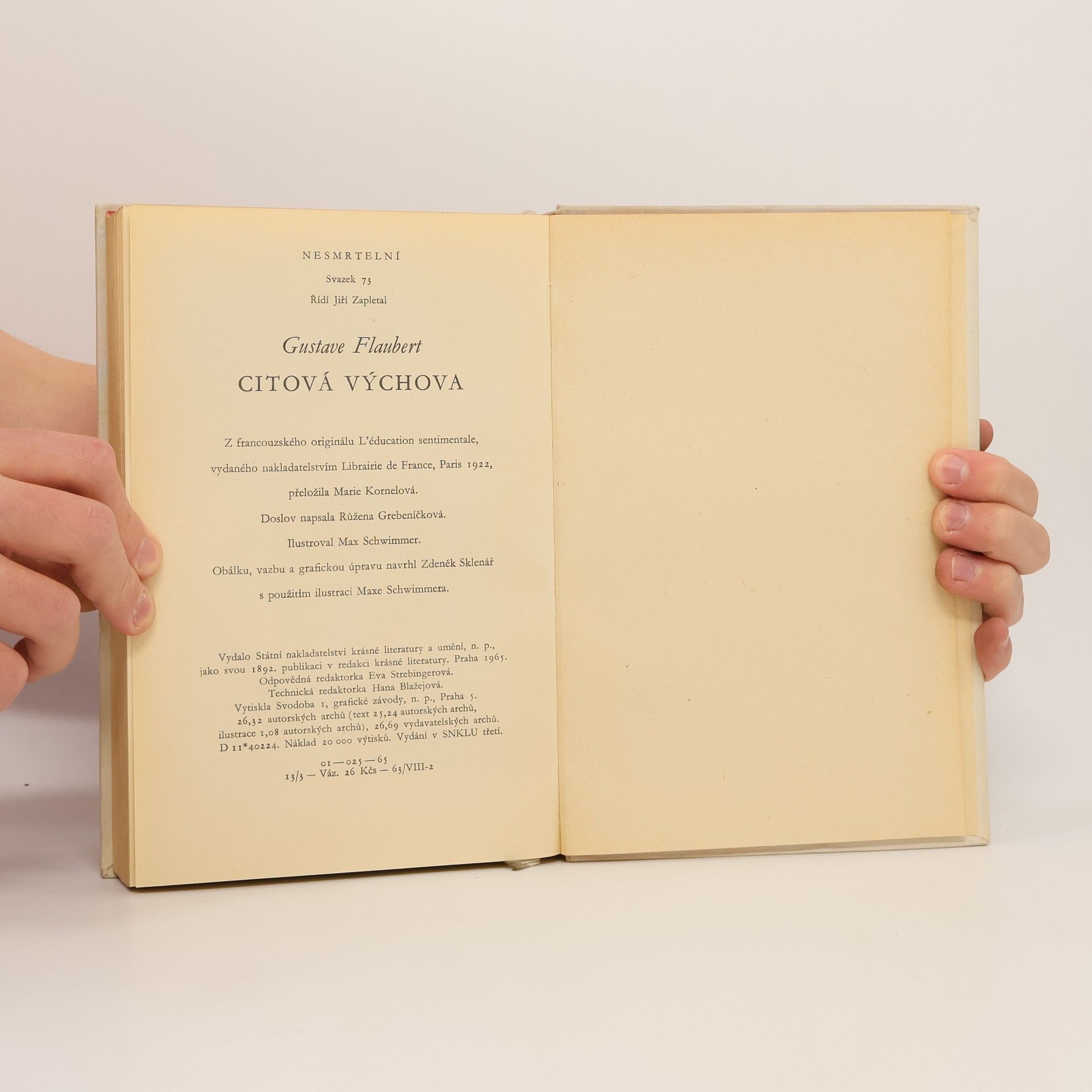 Gustave Flaubert Citová výchova (A4, Ocpl,360 s., il. M. Schwimmer, typo Zd. Sklenář, bez přebalu)