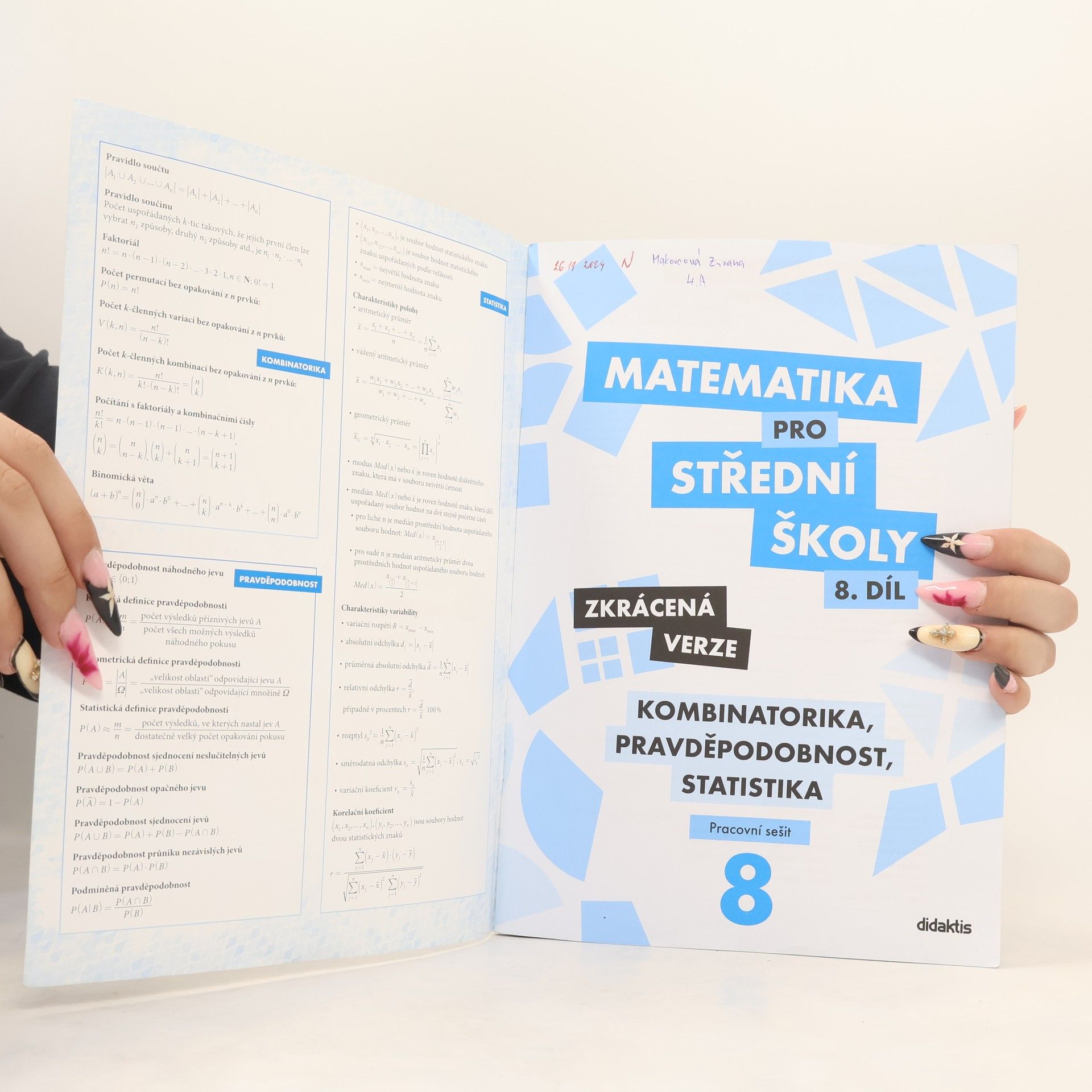 AA.VV. Matematika pro střední školy - kombinatorika, pravděpodobnost, statistika (8. díl, zkrácená verze, prac. sešit)