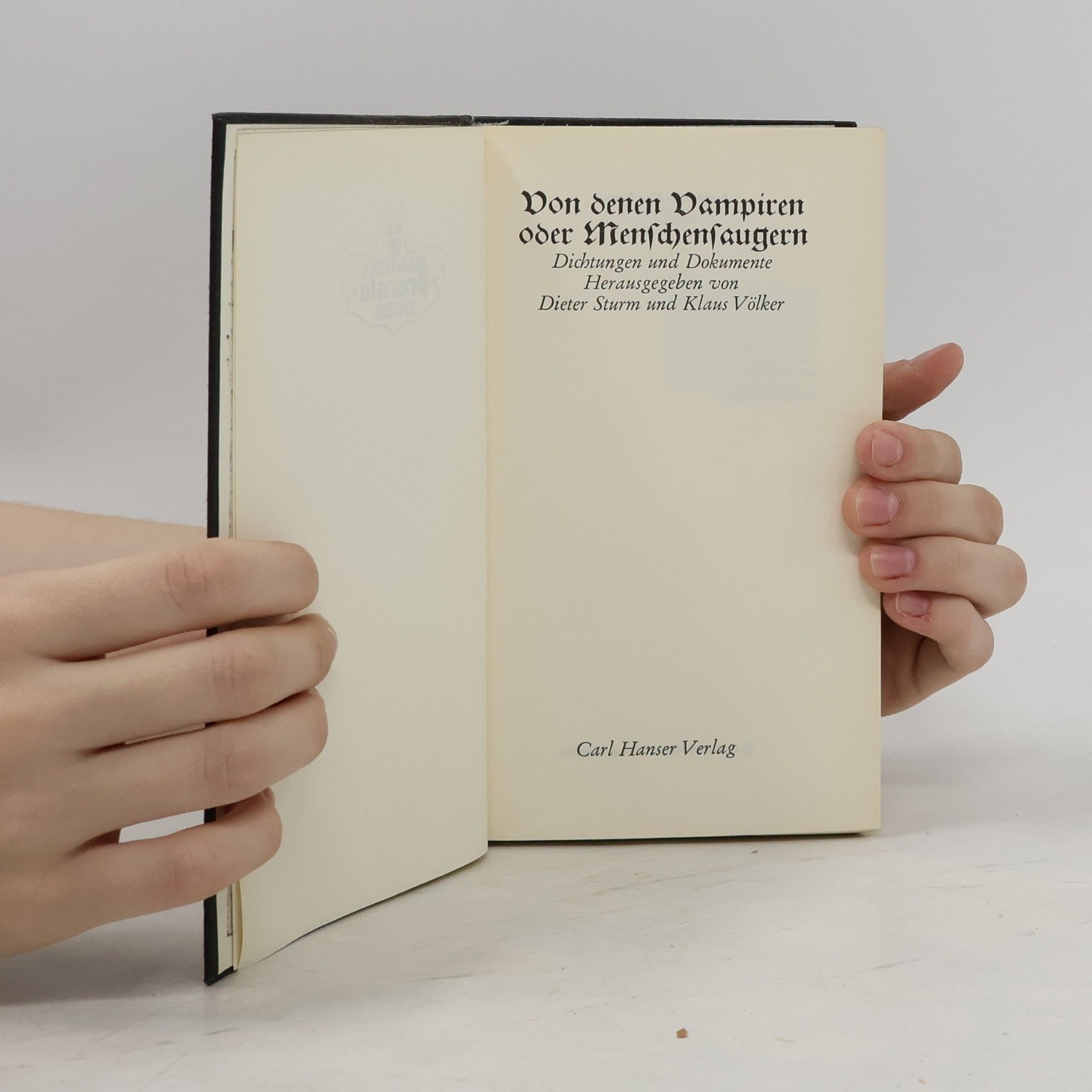 Dieter Sturm Von denen Vampiren oder Menschensaugern
