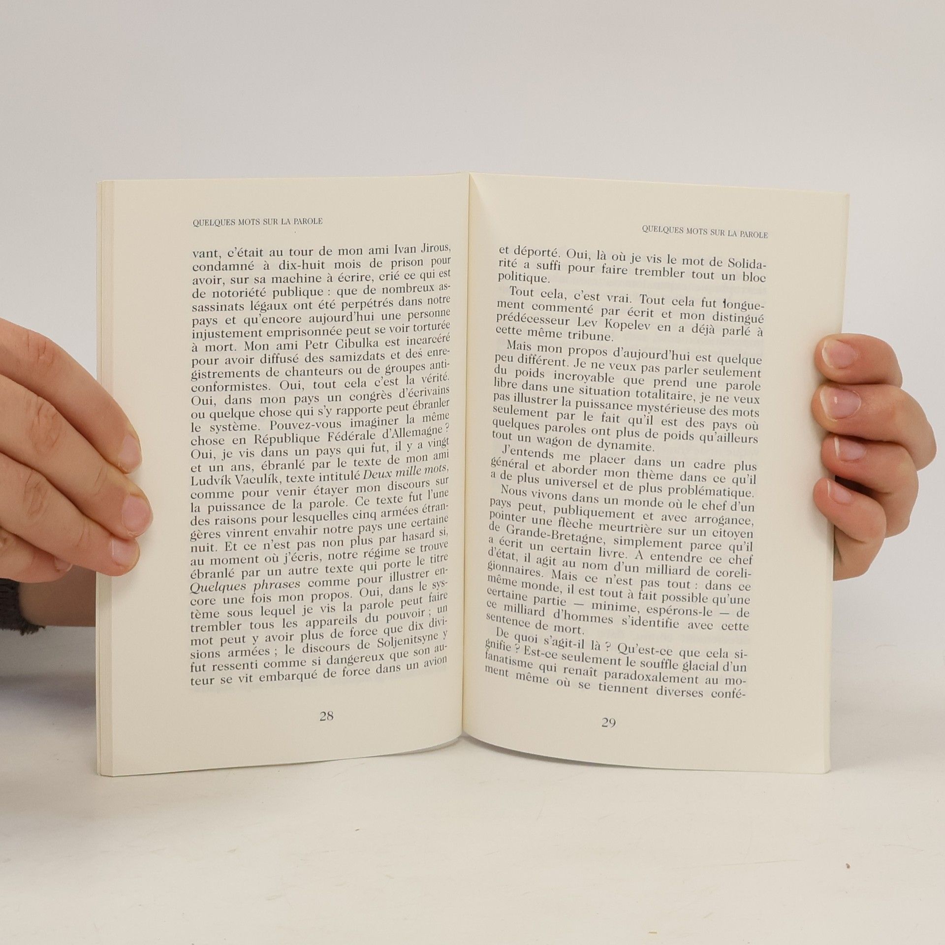 Václav Havel Slovo o slovu = Quelques mots sur la parole