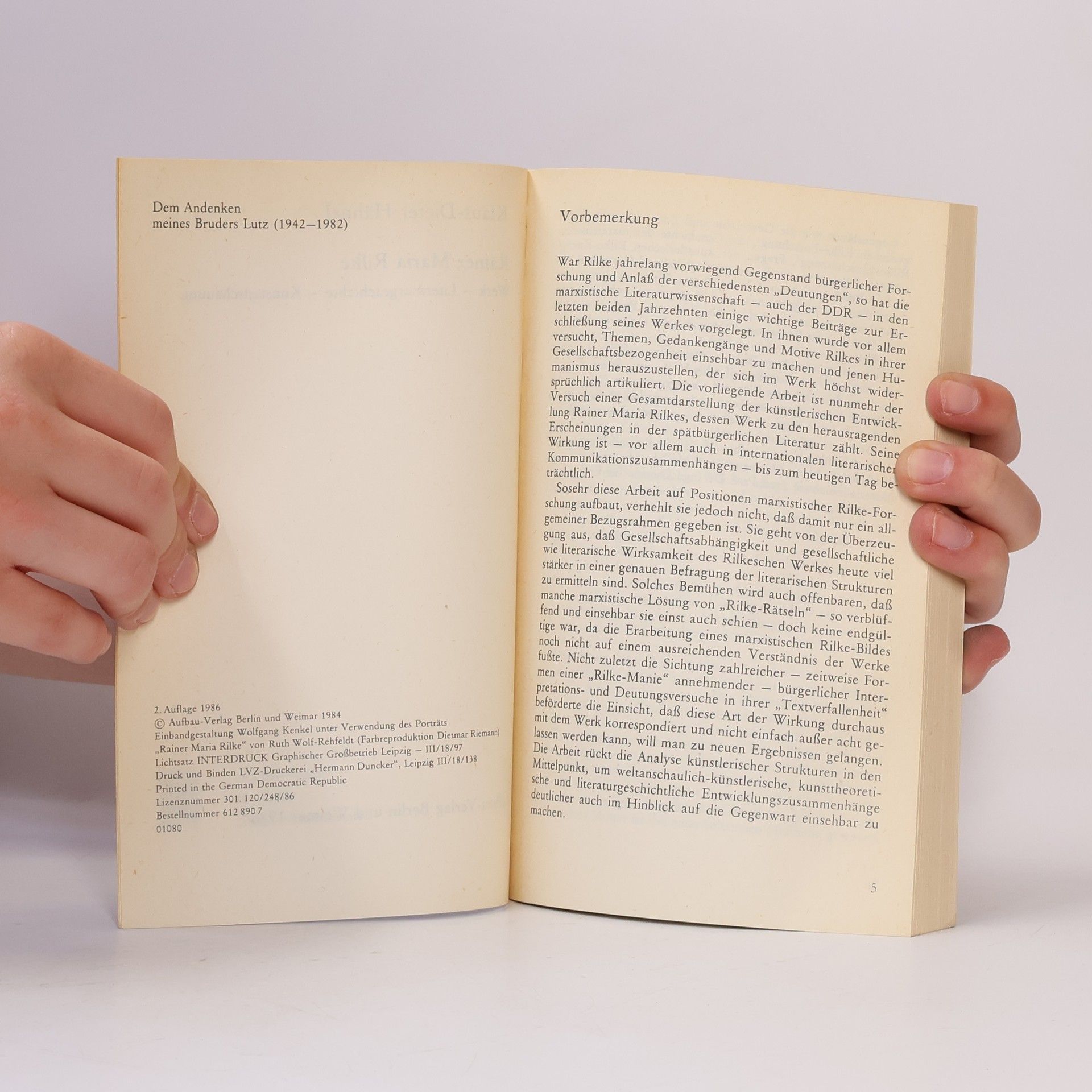 Klaus-Deter Hähnel Rainer Maria Rilke