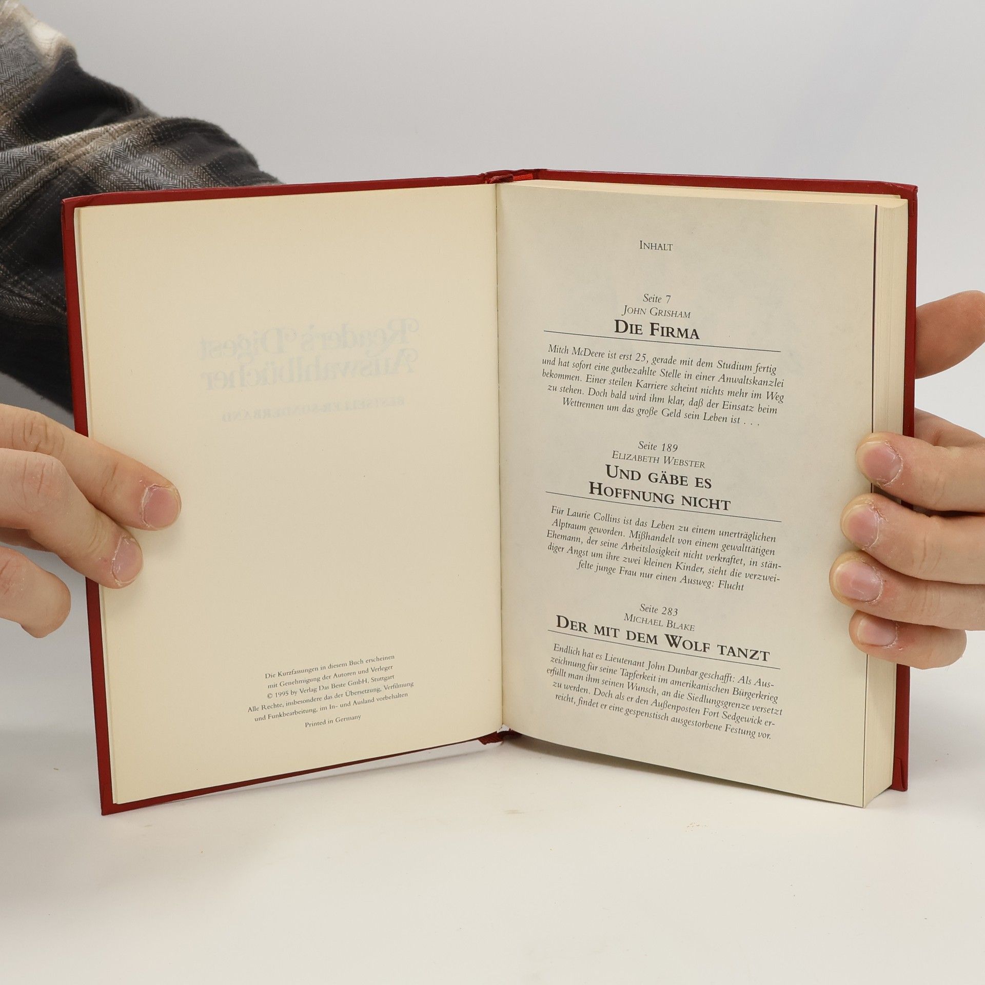 John Grisham Readers Digest Auswahlbücher. Die Firma. Und Gäbe es Hoffnung Nicht. Der mit dem Wolf Tanzt