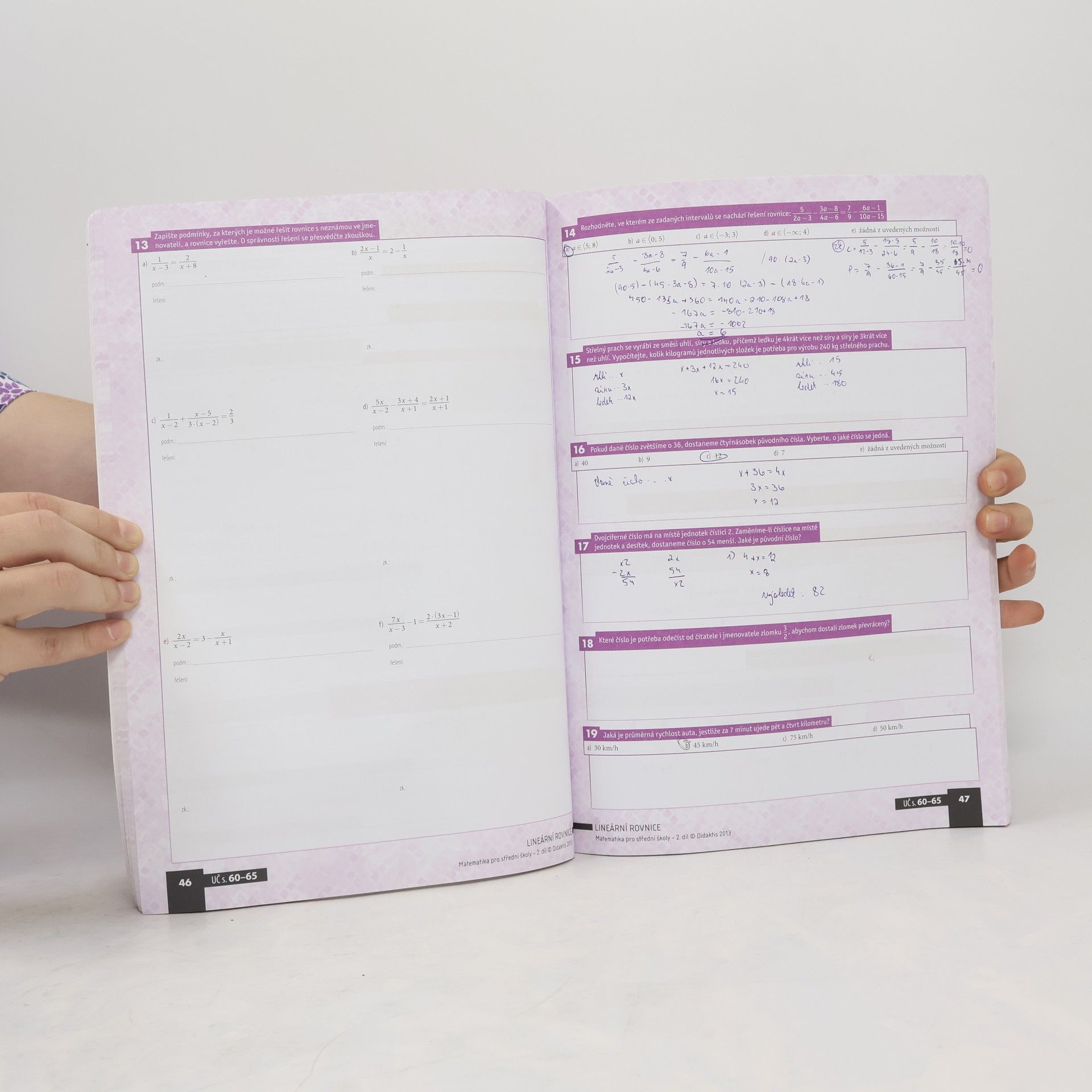 Michaela Cizlerová Matematika pro střední školy. 2. díl, Výrazy, rovnice a nerovnice. Pracovní sešit
