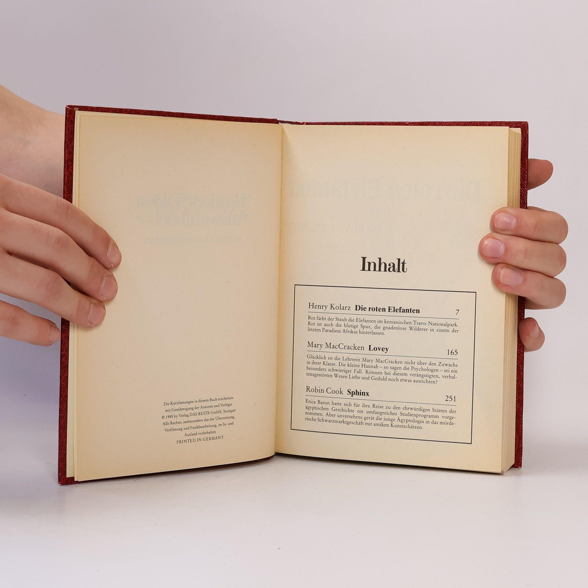 Robin Cook Reader's Digest Auswahlbücher. Die Roten Elefanten. Lovey. Sphinx