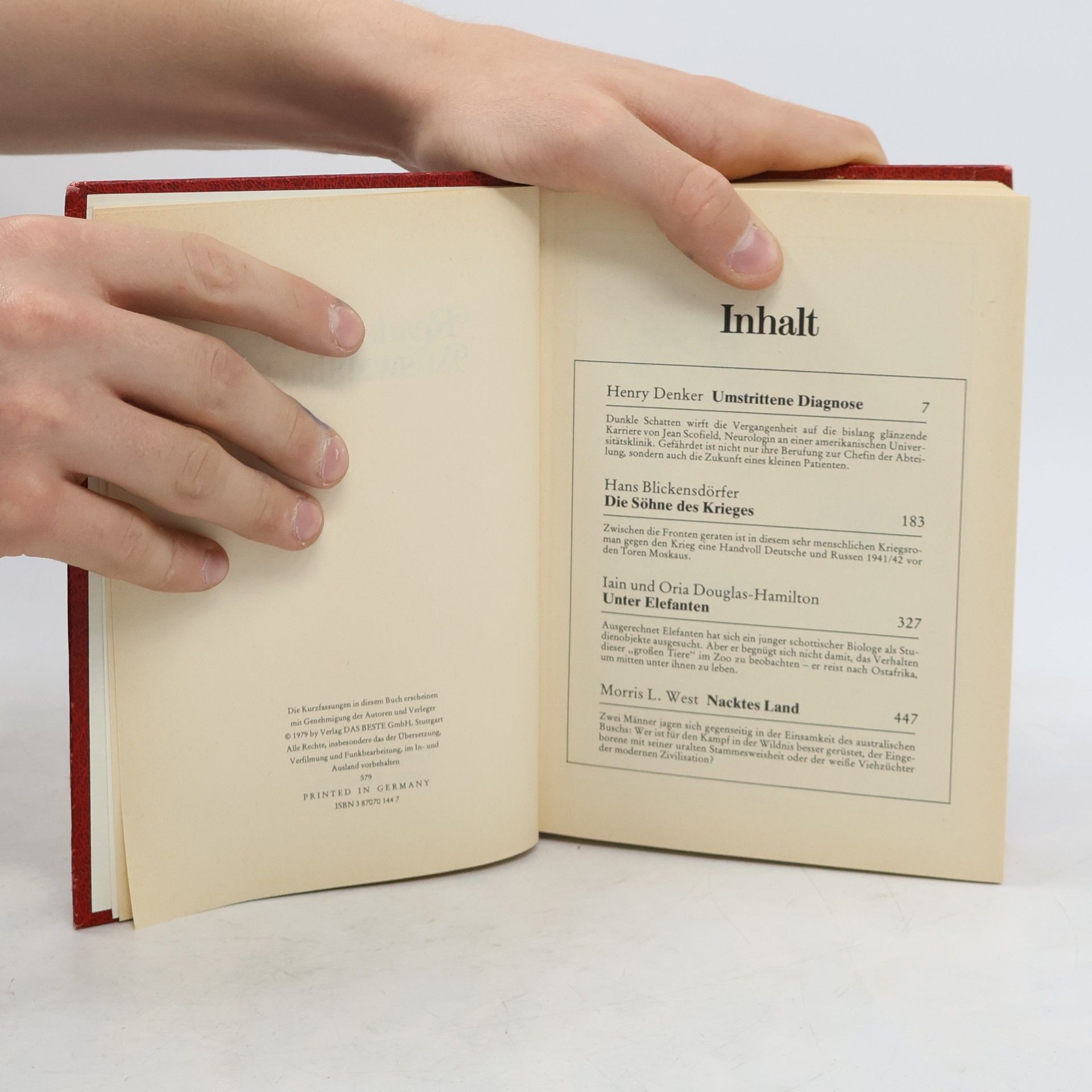 Henry Denker Reader’s Digest Auswahlbücher. Umstrittene Diagnose. Die Söhne des Krieges. Unter Elefanten. Nacktes Land.