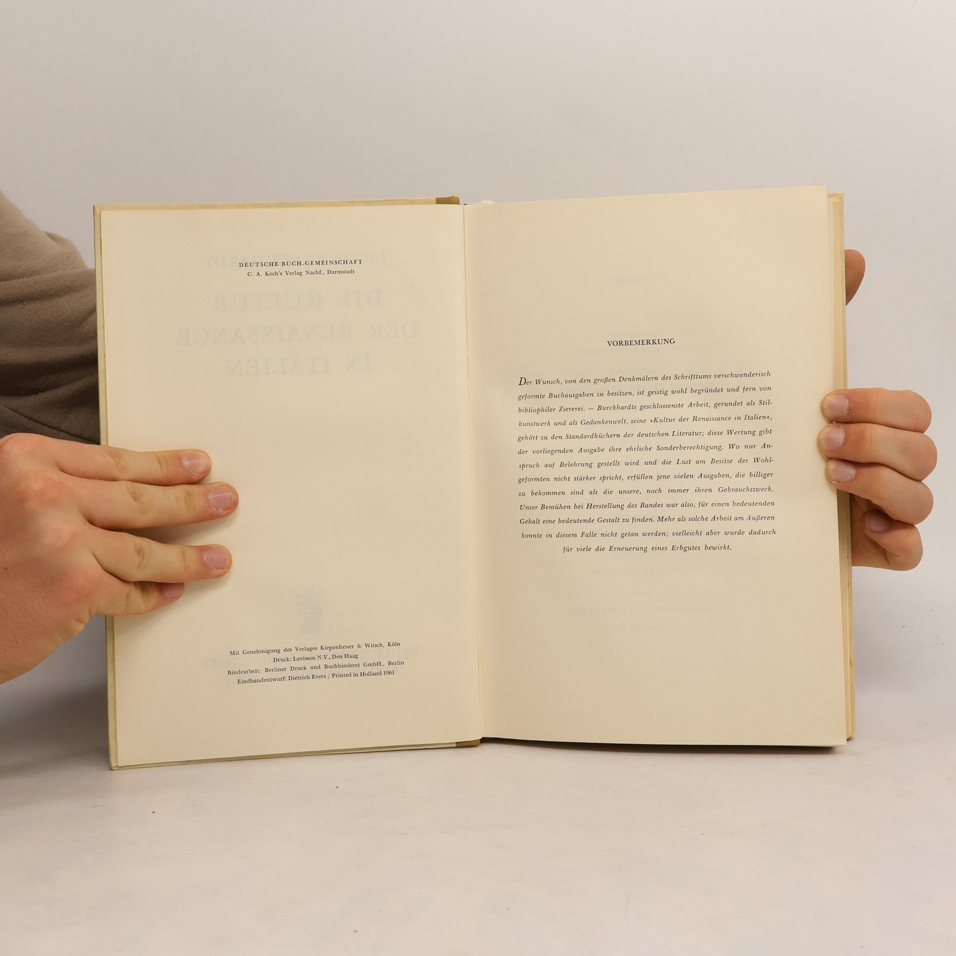 Jacob Christoph Burckhardt Die Kultur der Renaissance in Italien