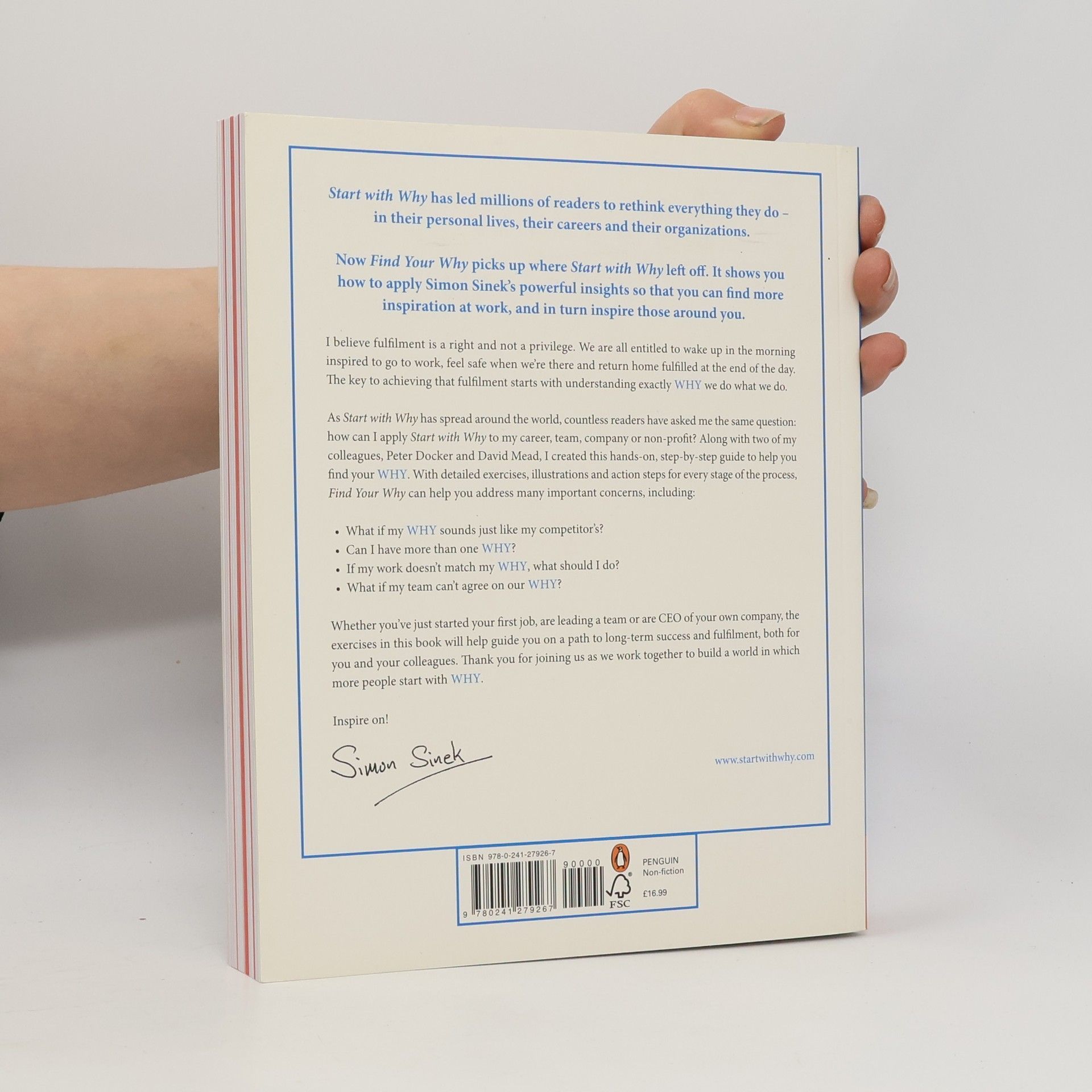 Simon Sinek Find your why: A practical guide for discovering purpose for you and your team