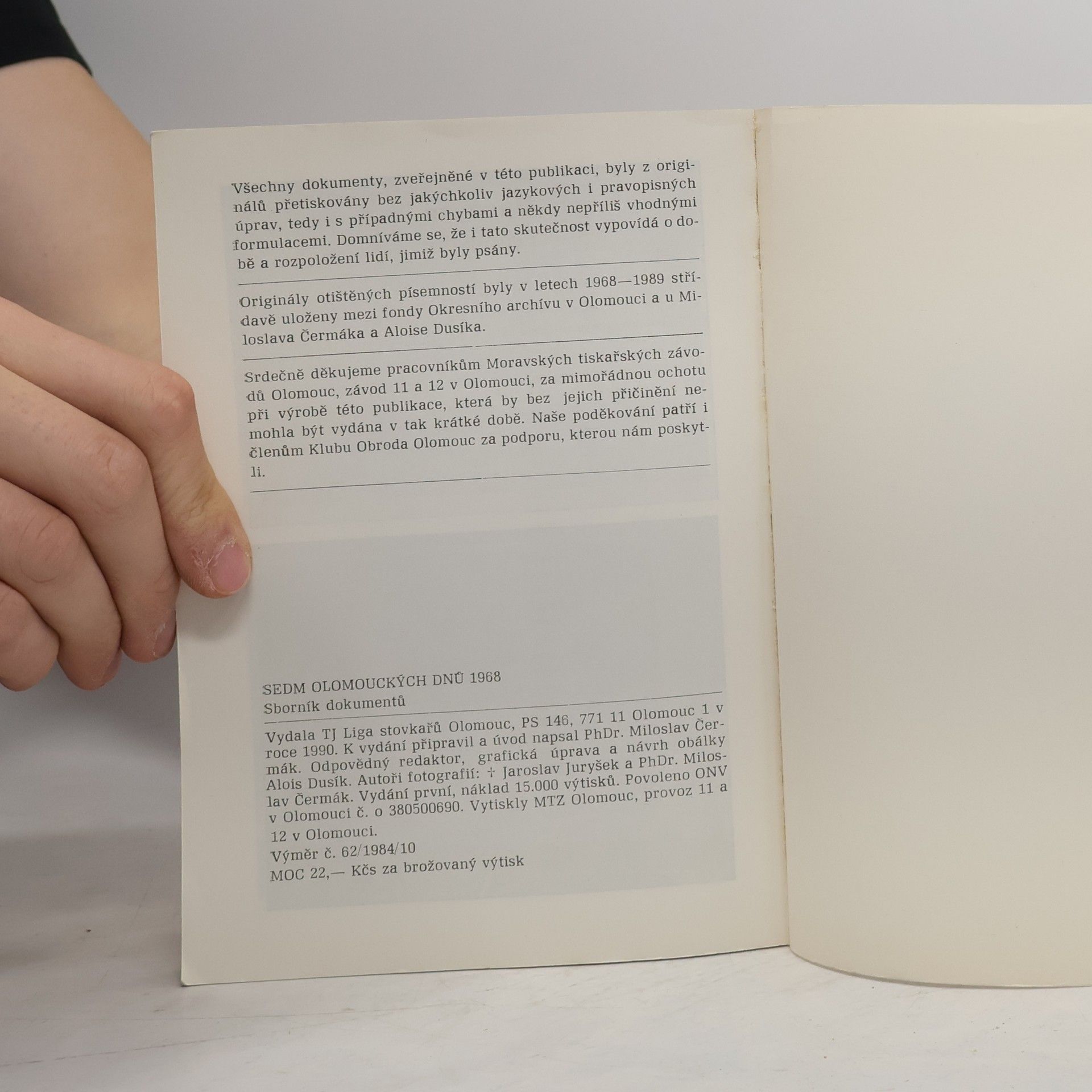 Miloslav Čermák Sedm olomouckých dnů 21.-27.srpna 1968. Sborník dokumentů