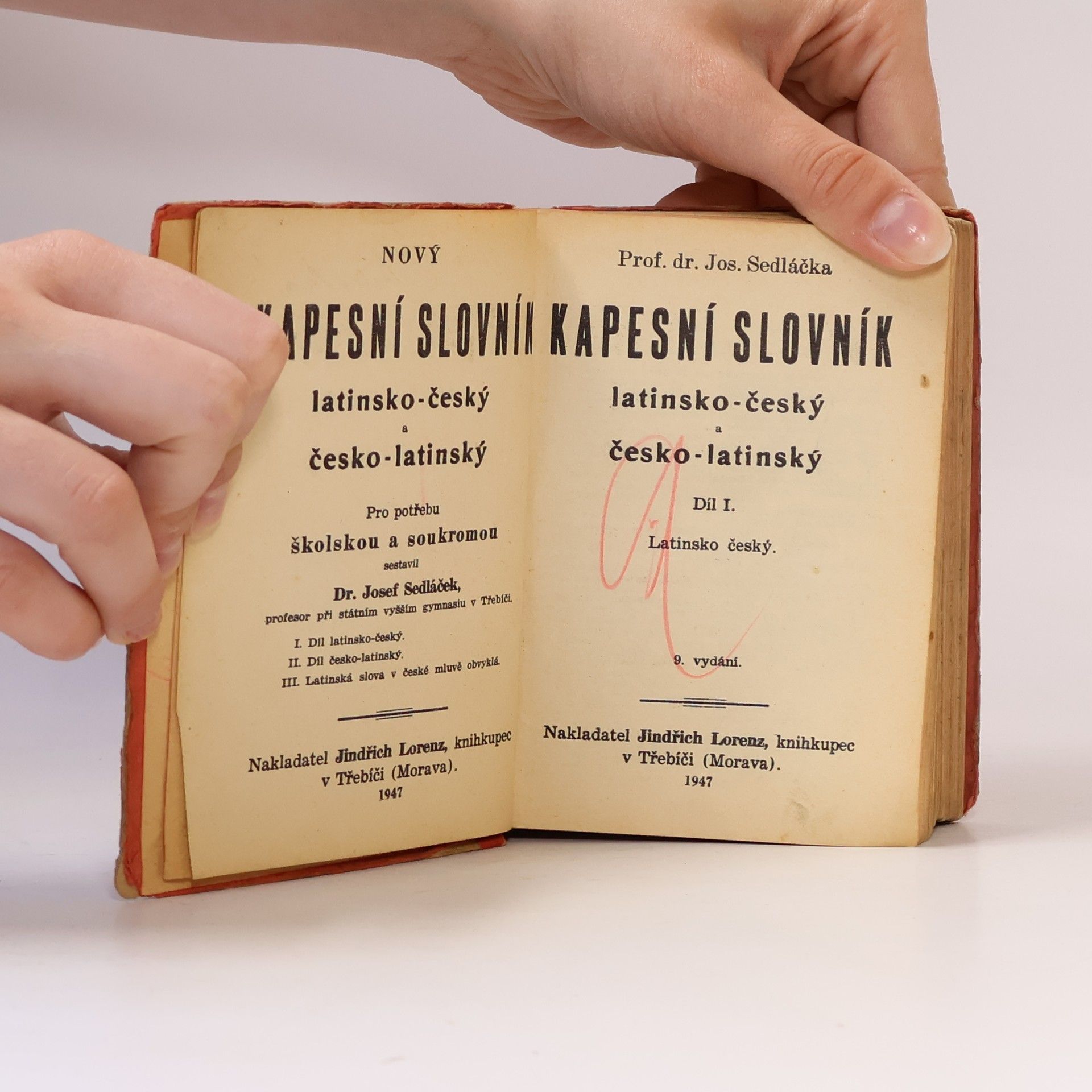 Josef Sedláček Kapesní slovník latinsko-český a česko-latinský