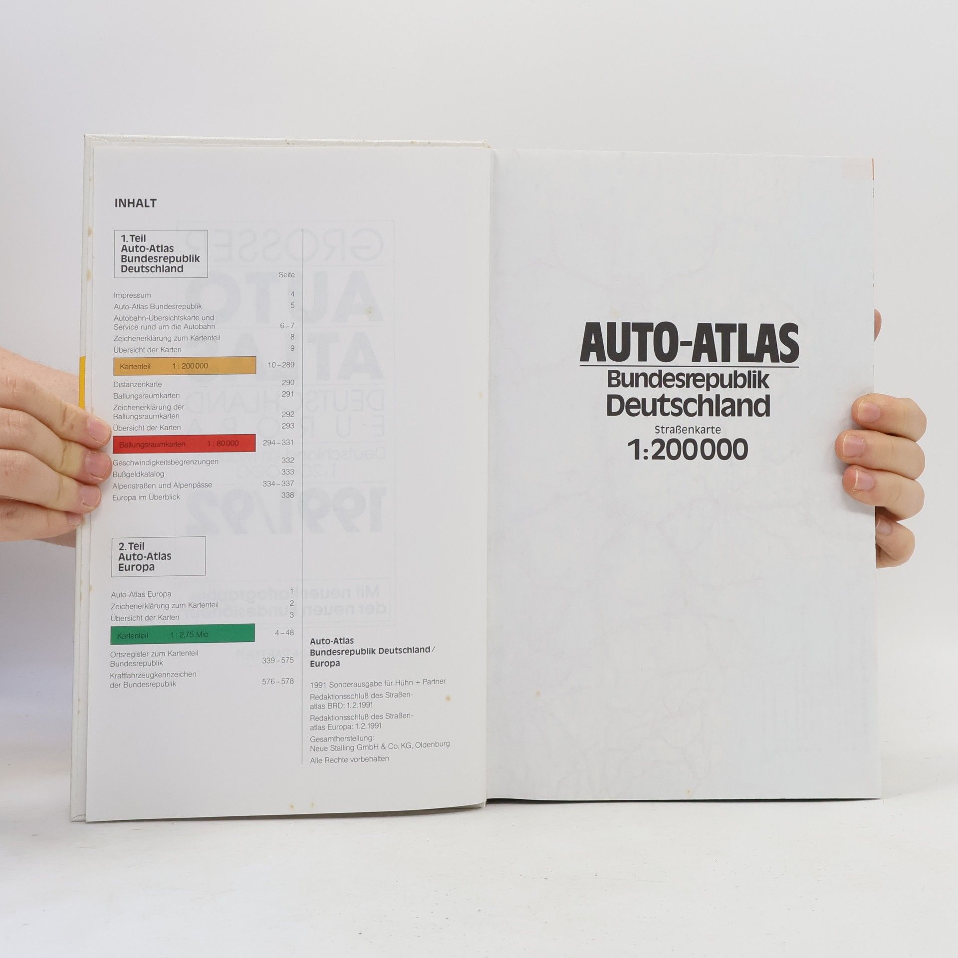 Autorenkollektiv Grosser Autoatlas Deutschland Europa 1991/92