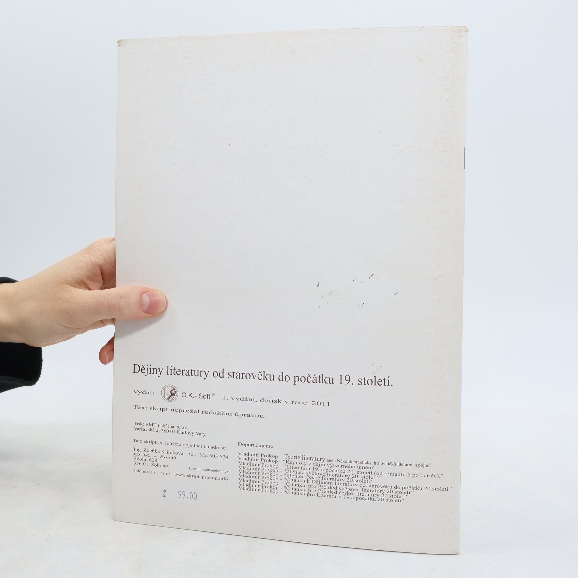 Vladimír Prokop Dějiny literatury od starověku do počátku 19. století