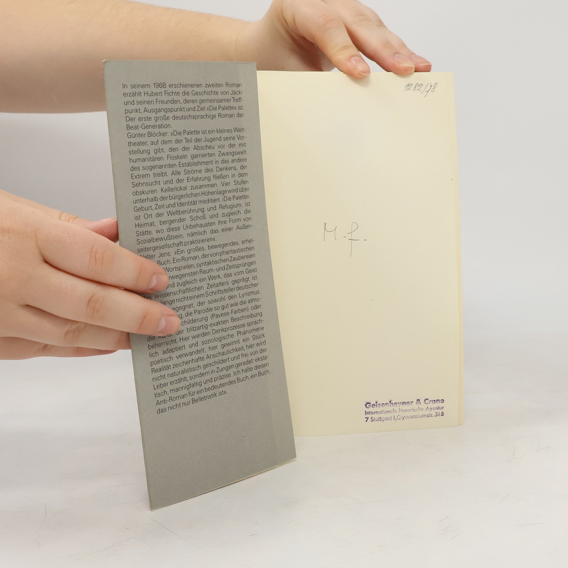 Hubert Fichte Die Palette: Roman