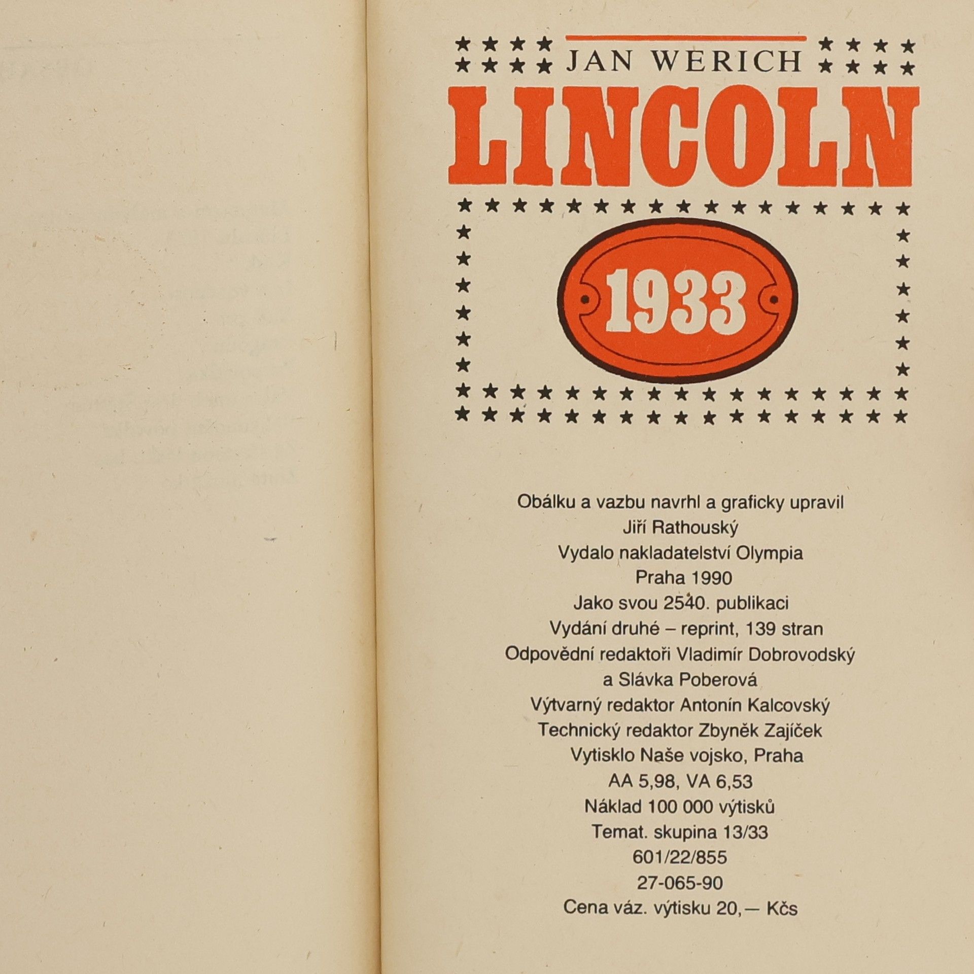 Jan Werich Lincoln 1933