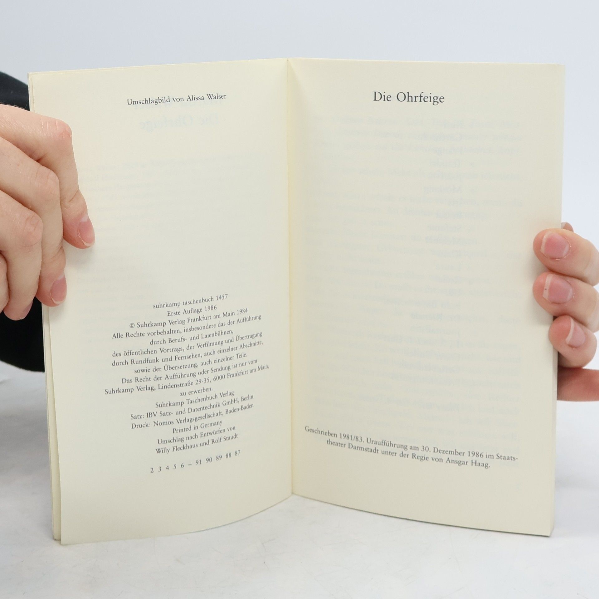 Martin Walser Die Ohrfeige. Theaterstück.