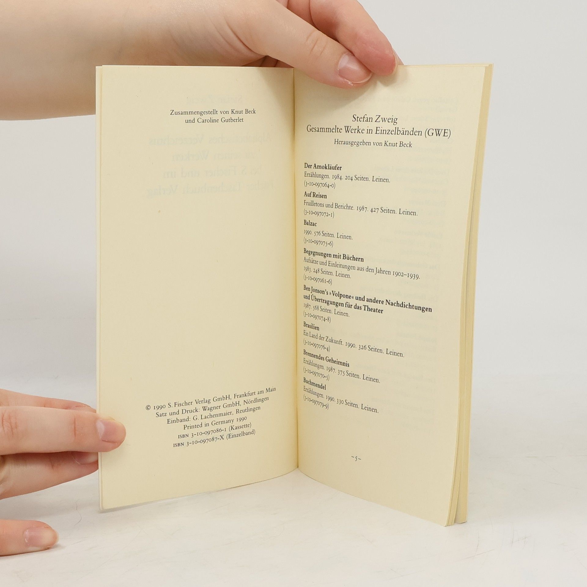 Stefan Zweig Alphabetisches Verzeichnis