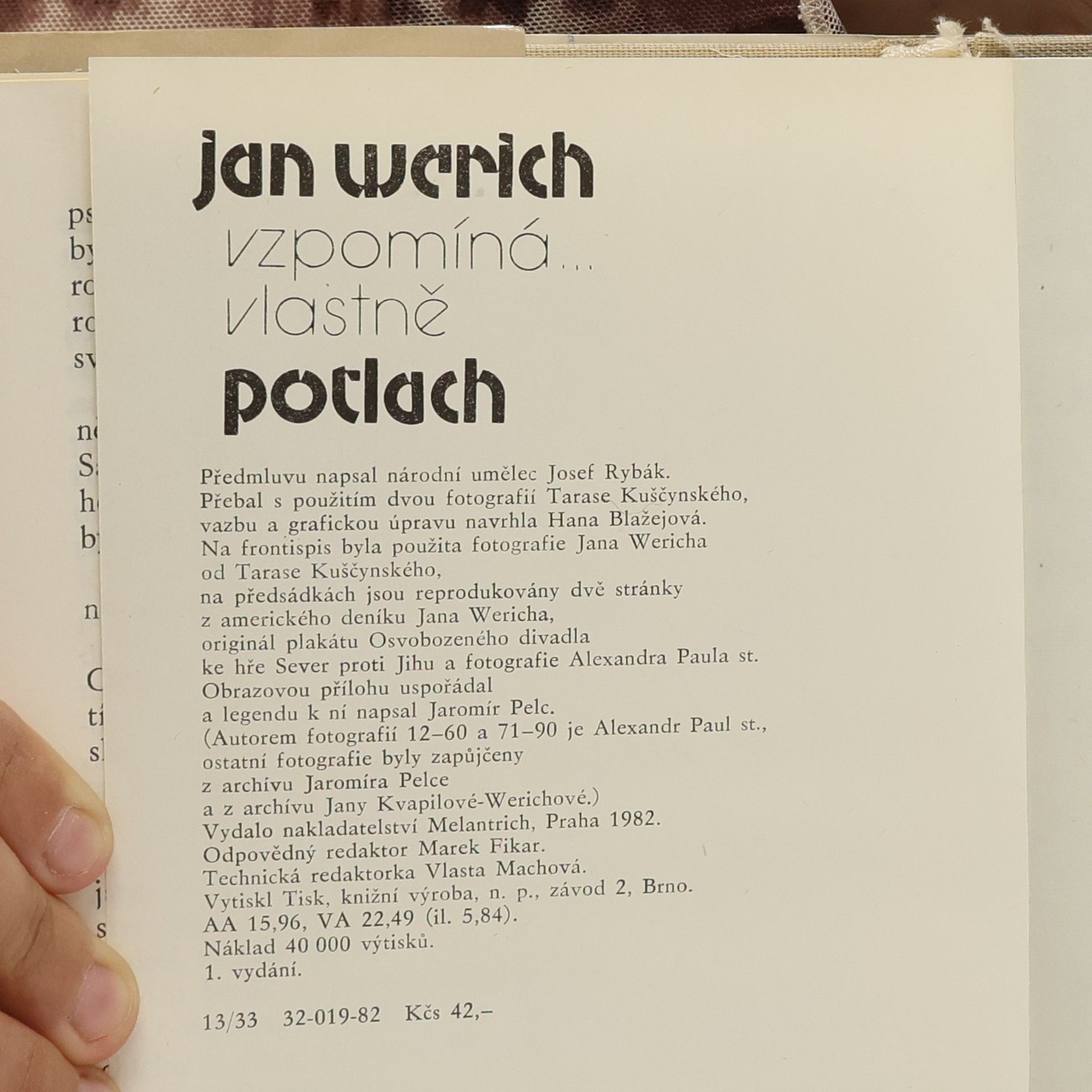 Jan Werich Jan Werich vzpomíná... vlastně potlach