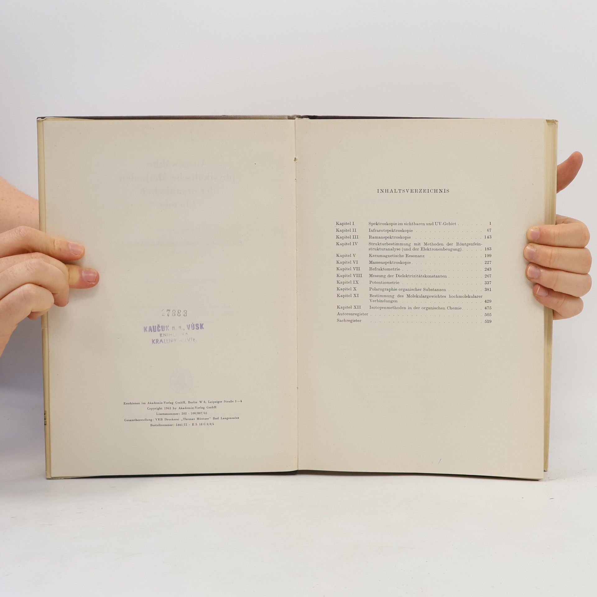 Various authors Ausgewählte physikalische Methoden der organischen Chemie II.