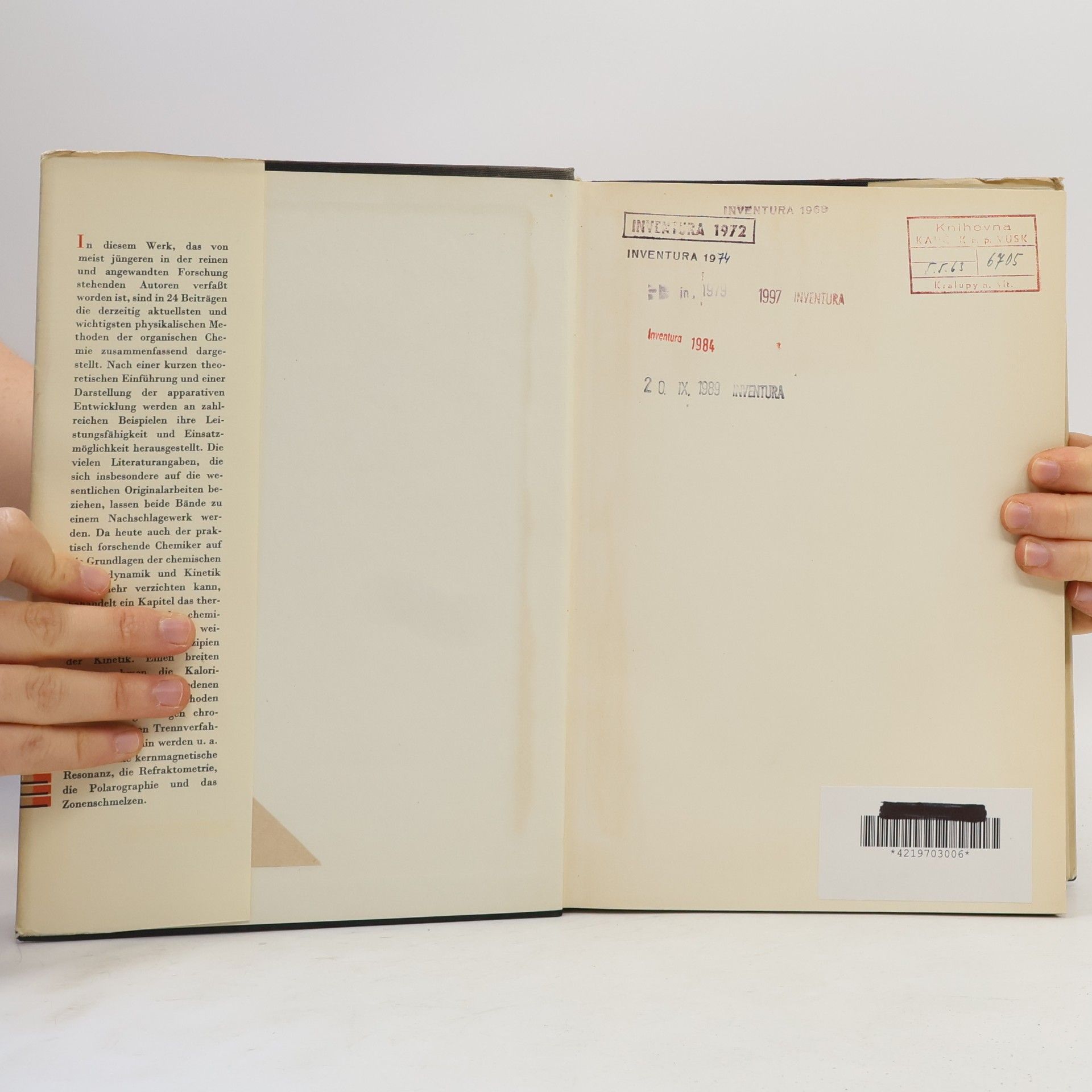 Autores varios Ausgewählte physikalische Methoden der organischen Chemie. Band I