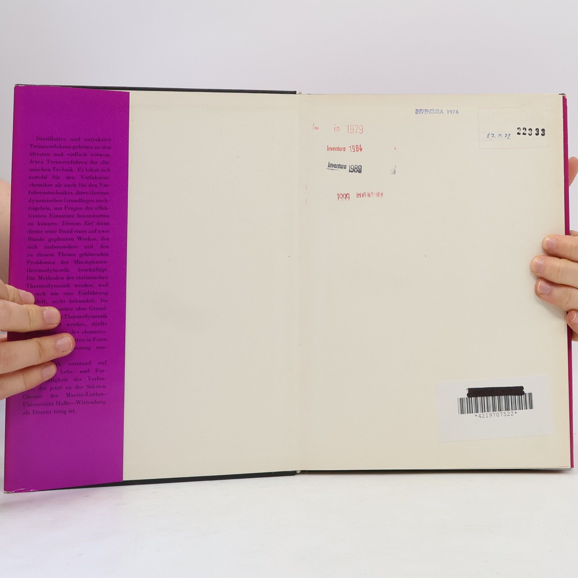 Horst Schubert Thermodynamische Grundlagen der Destillation und Extraktion I