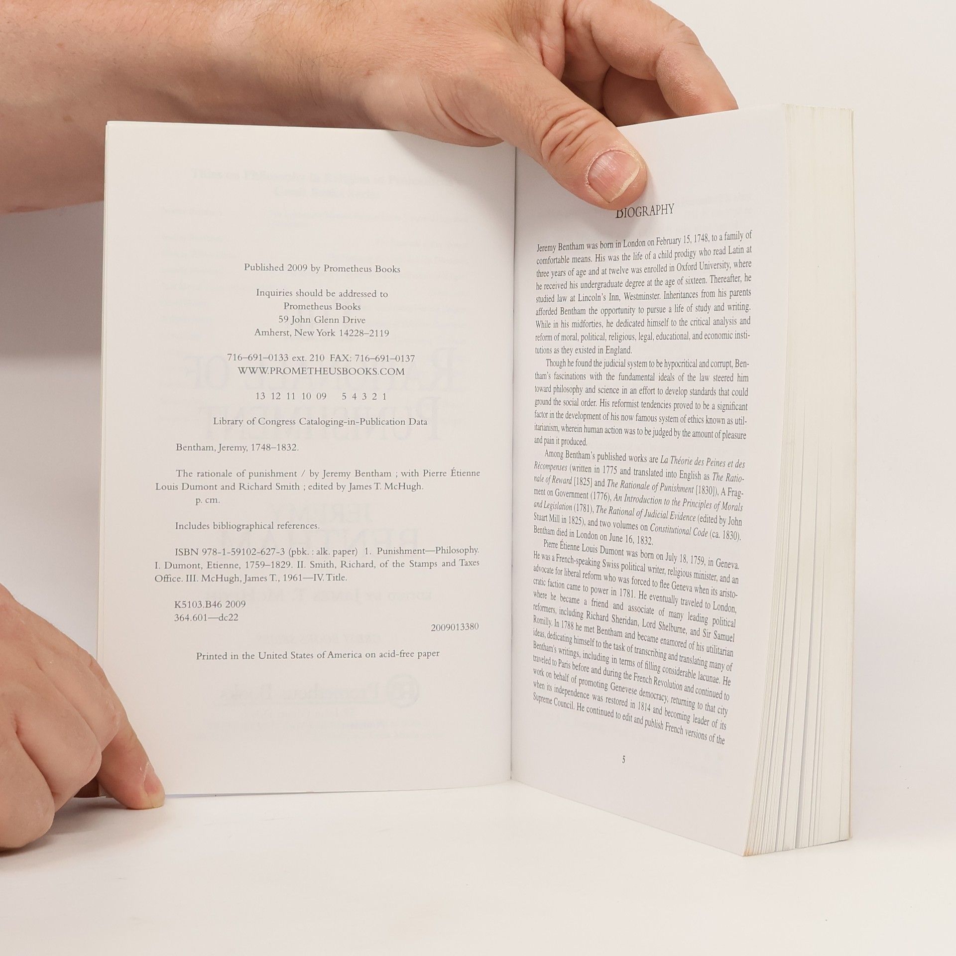 Jeremy Bentham Great Books in Philosophy: The Rationale of Punishment
