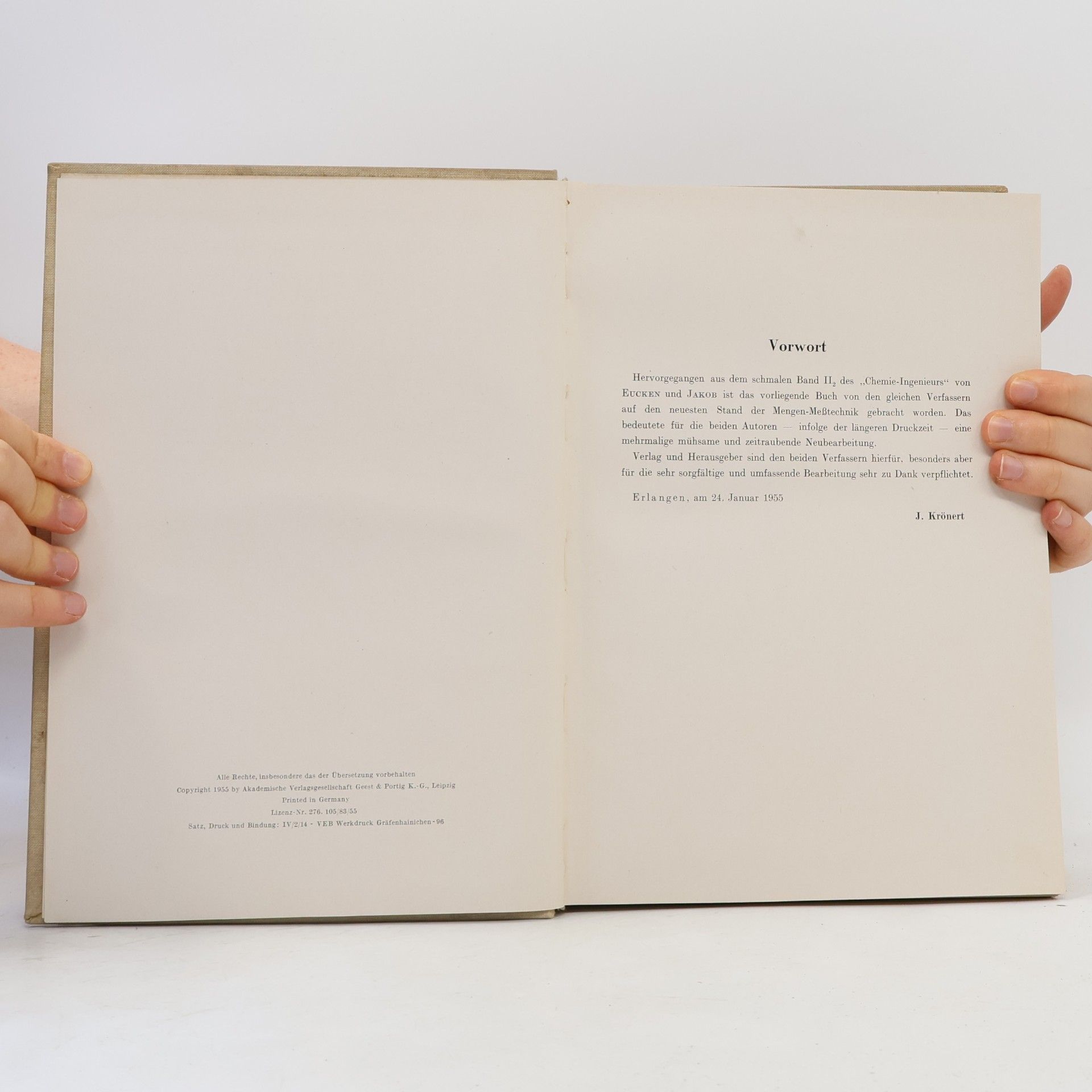 J. Krönert Handbuch der technischen Betriebskontrolle. Band II, Mengenmessungen im Betrieb