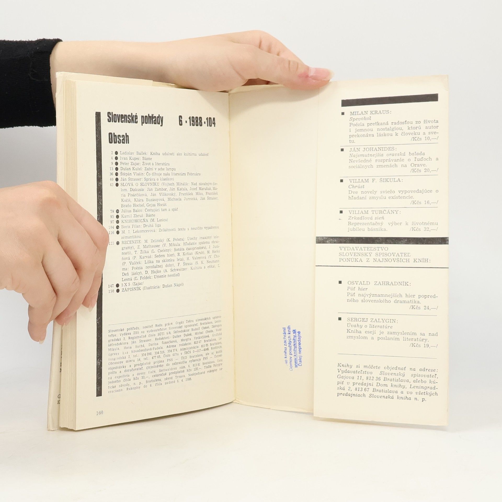 Collectif d'auteurs Slovenské pohľady 6/1988