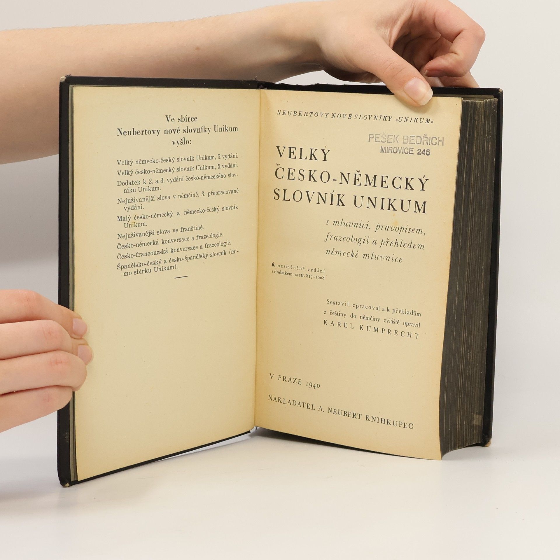 Karel Kumprecht Velký česko-německý slovník unikum