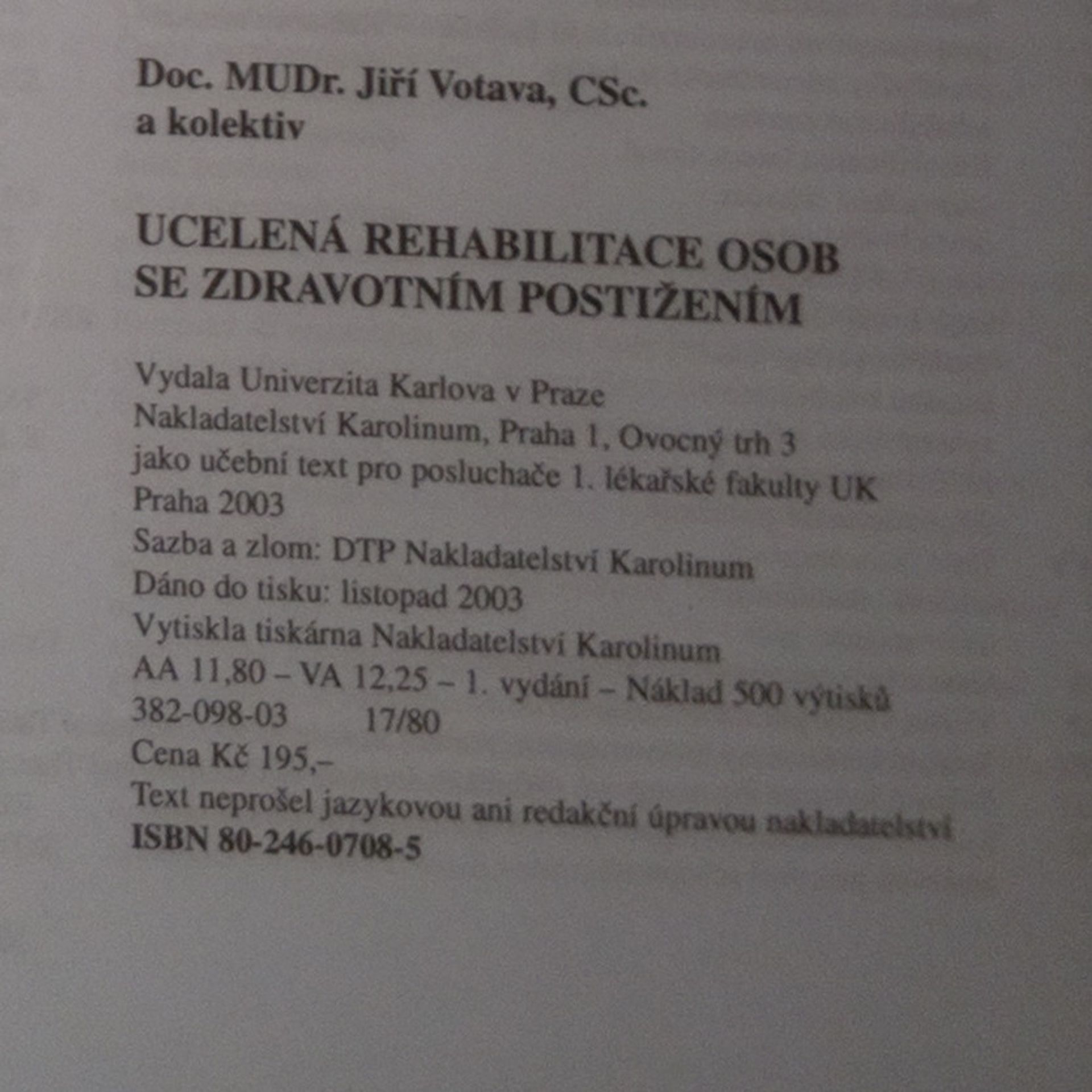 Collectif d'auteurs Ucelená rehabilitace osob se zdravotním postižením