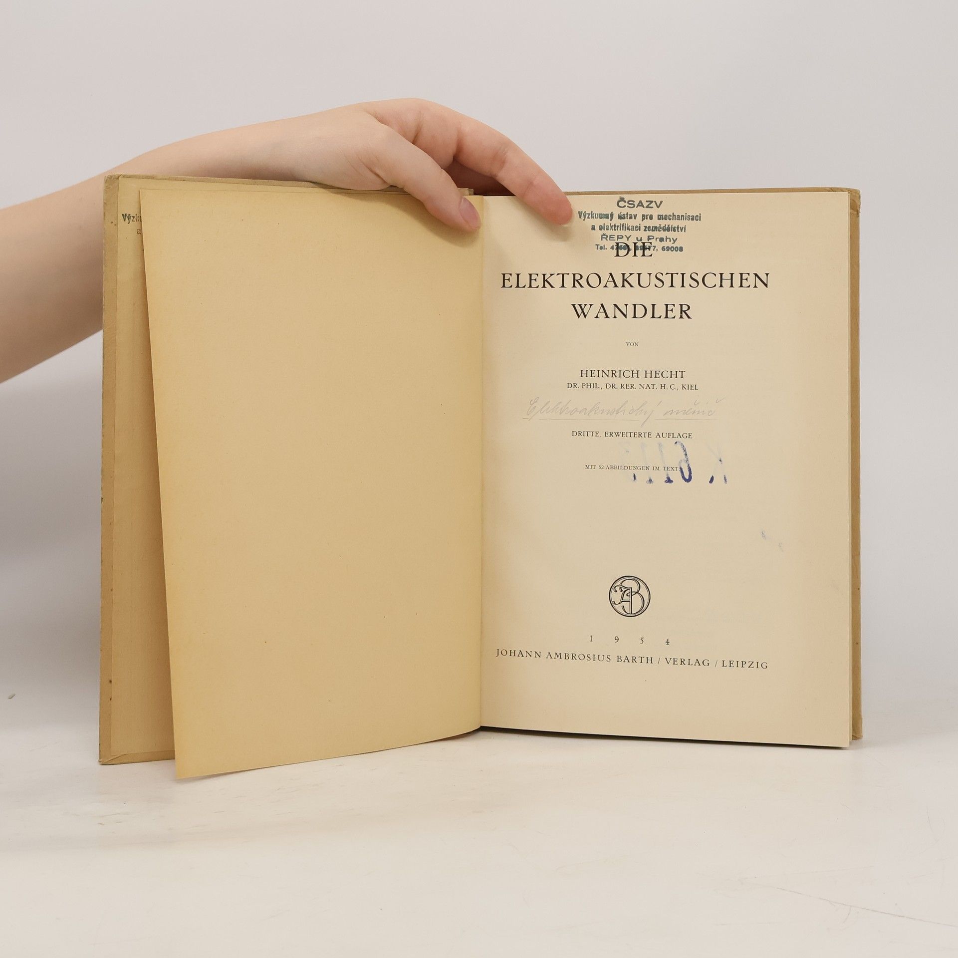 Heinrich Hecht Die elektroakustischen Wandler
