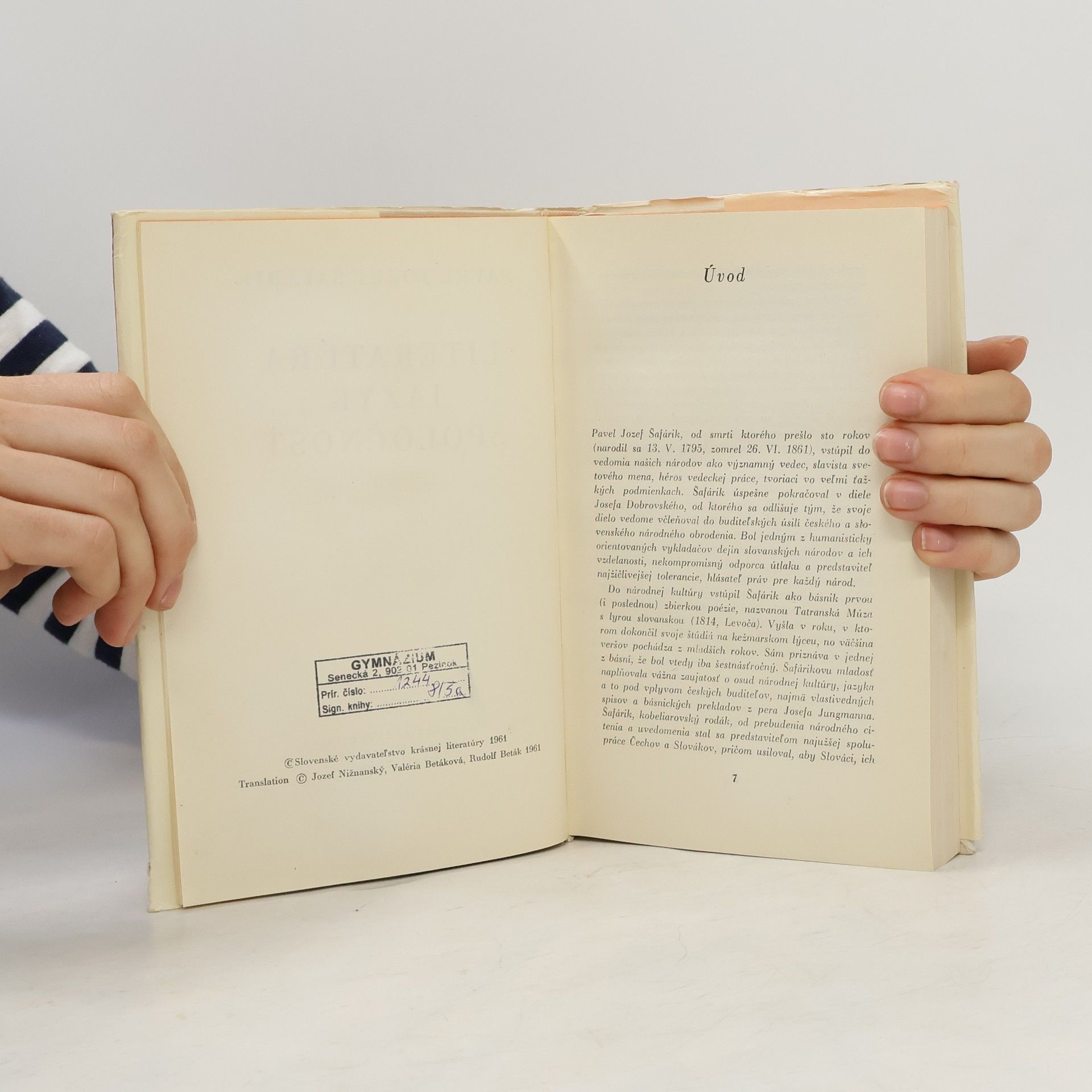 Pavel Josef Šafařík Literatúra, jazyk, spoločnosť