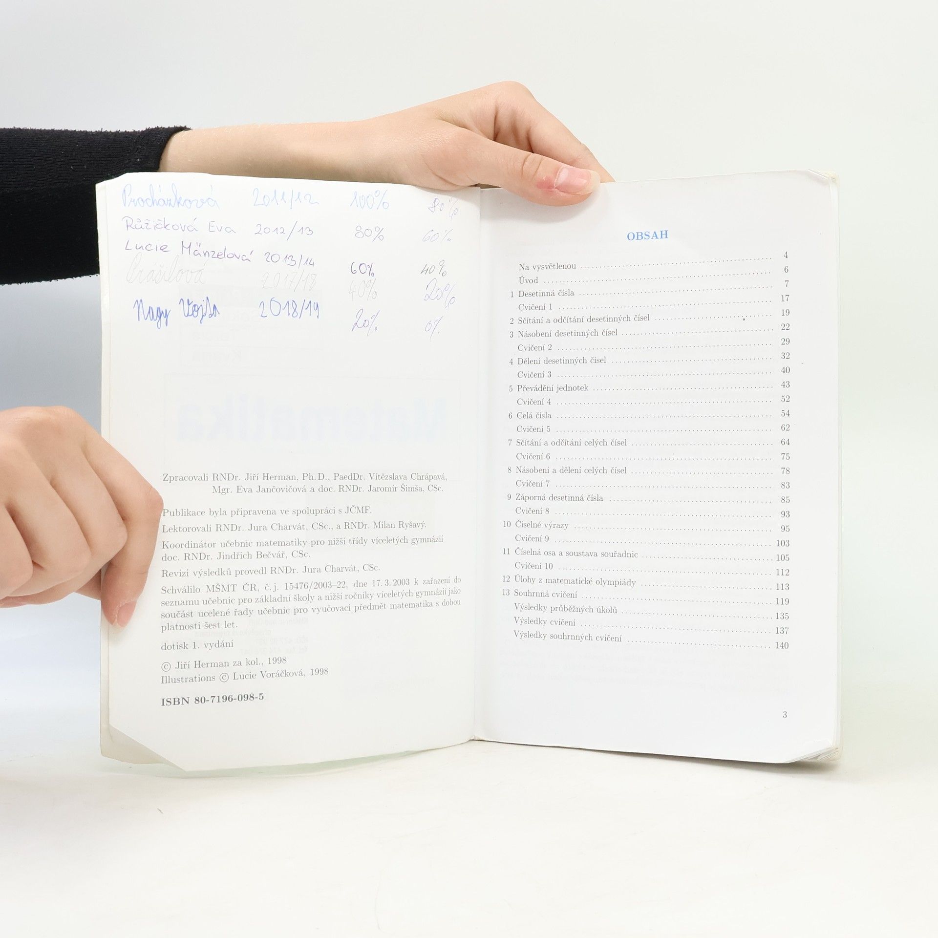 Jiří Herman Matematika. Prima. Kladná a záporná čísla