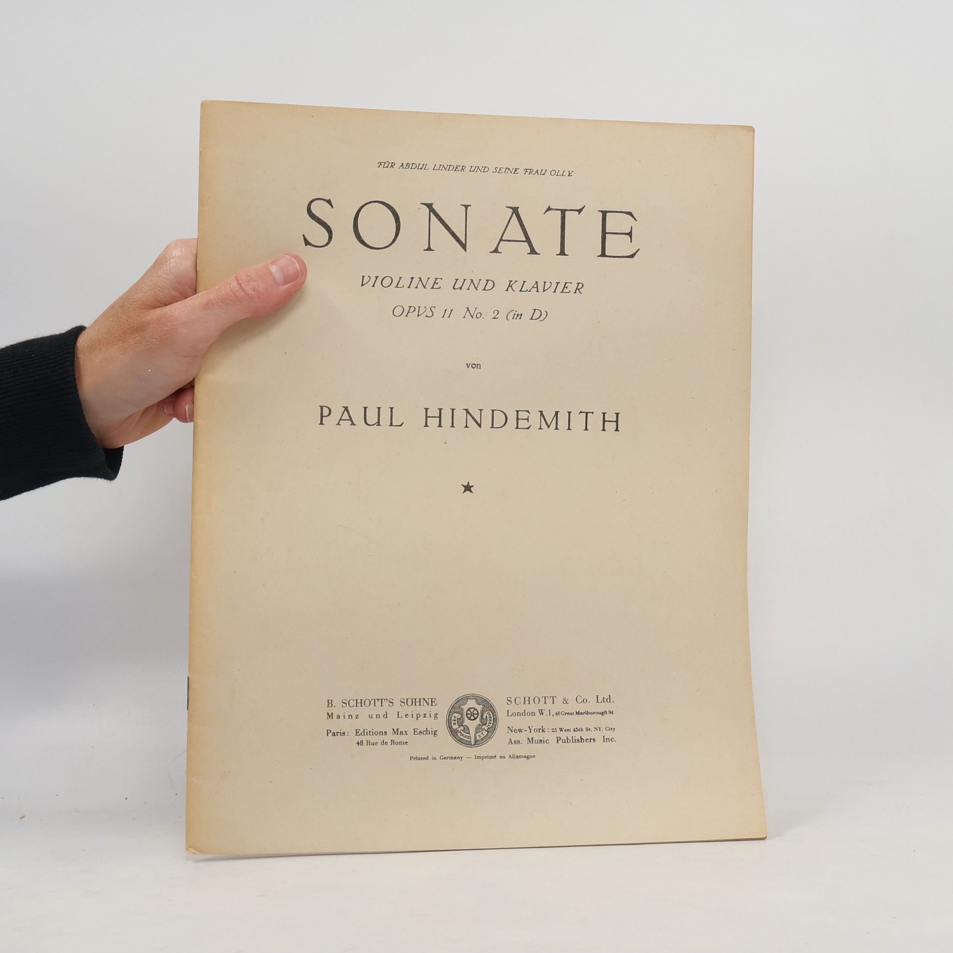 Paul Hindemith Sonate. Violine und Klavier