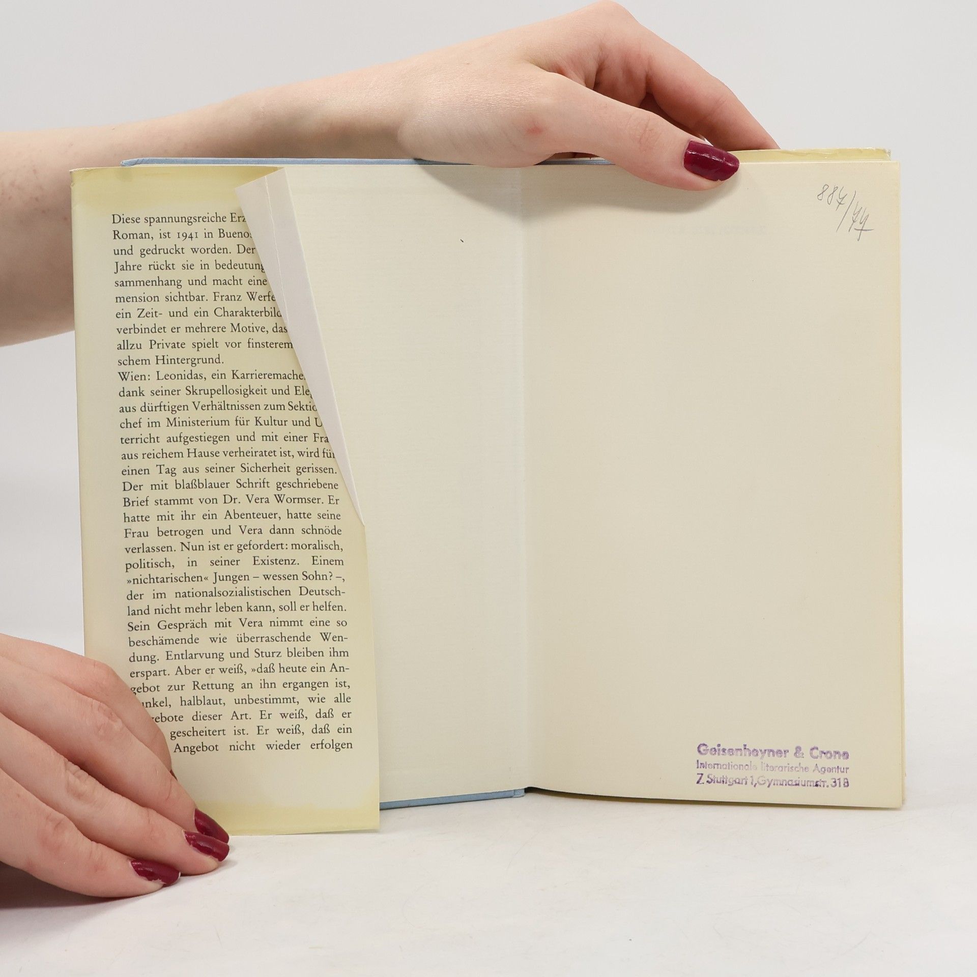 Franz Werfel Eine blassblaue Frauenschrift
