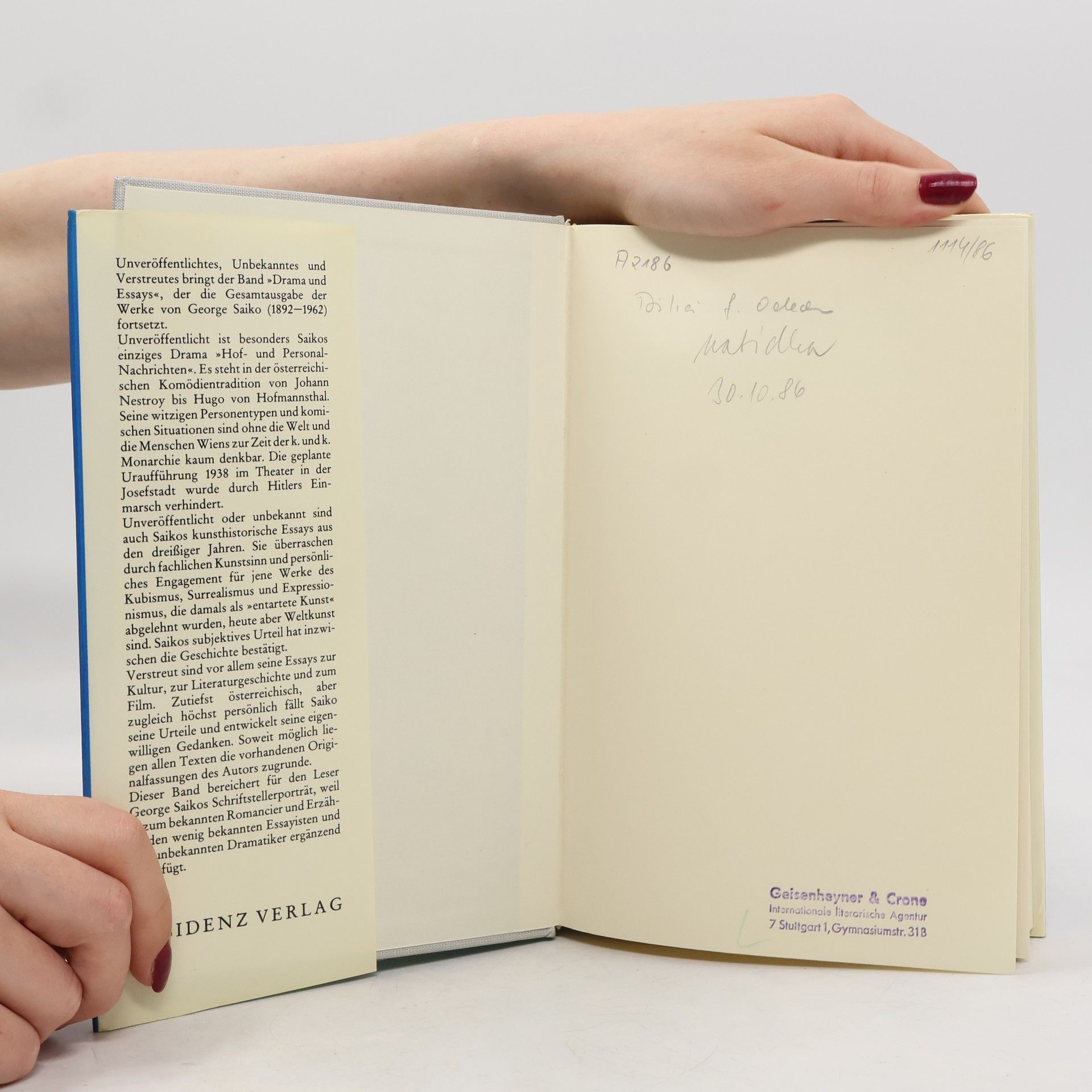 George Saiko Drama und Essays